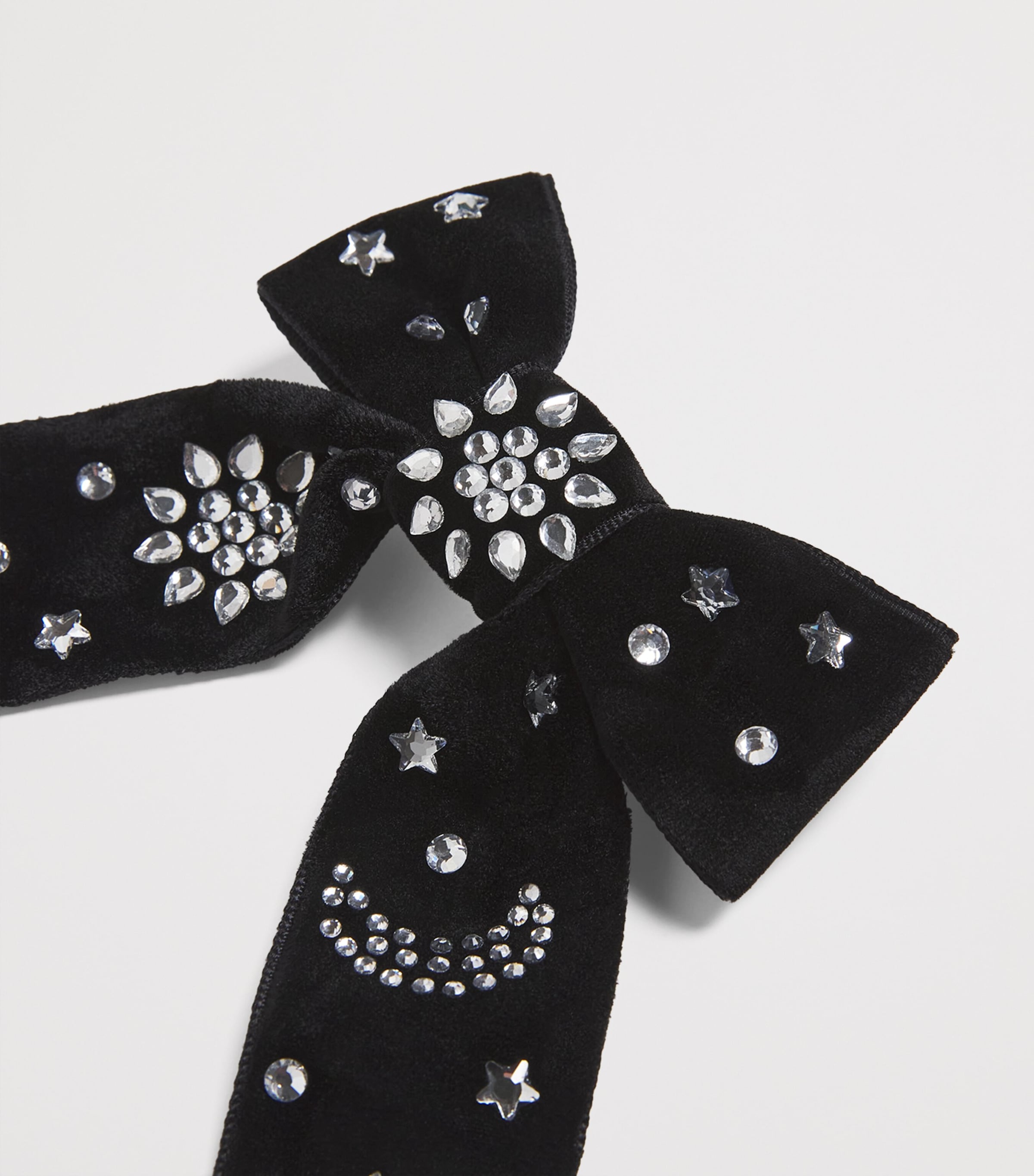 Velvet Embellished Hair Bow 2 NOIR Image 3
