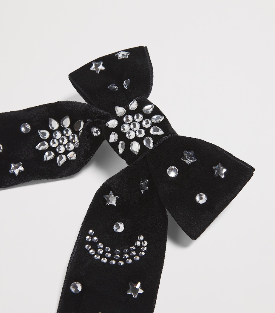Velvet Embellished Hair Bow 2 NOIR Image 3