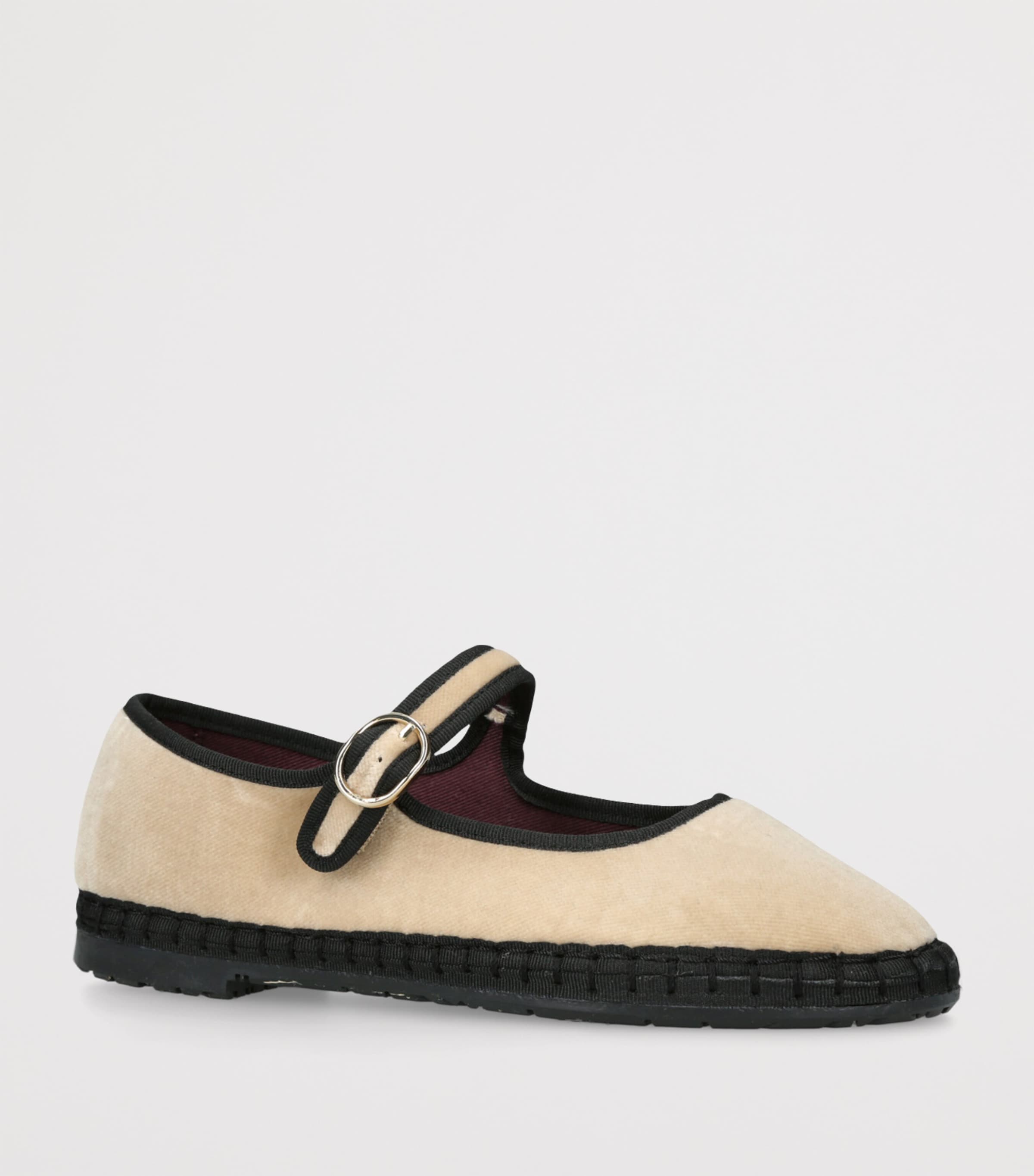 Flabelus Velvet Theodora Mary Janes Cream Comb Image 3