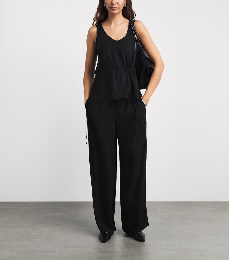 Theory Womens Twill Tie-Waist Tank Top Black Image 2