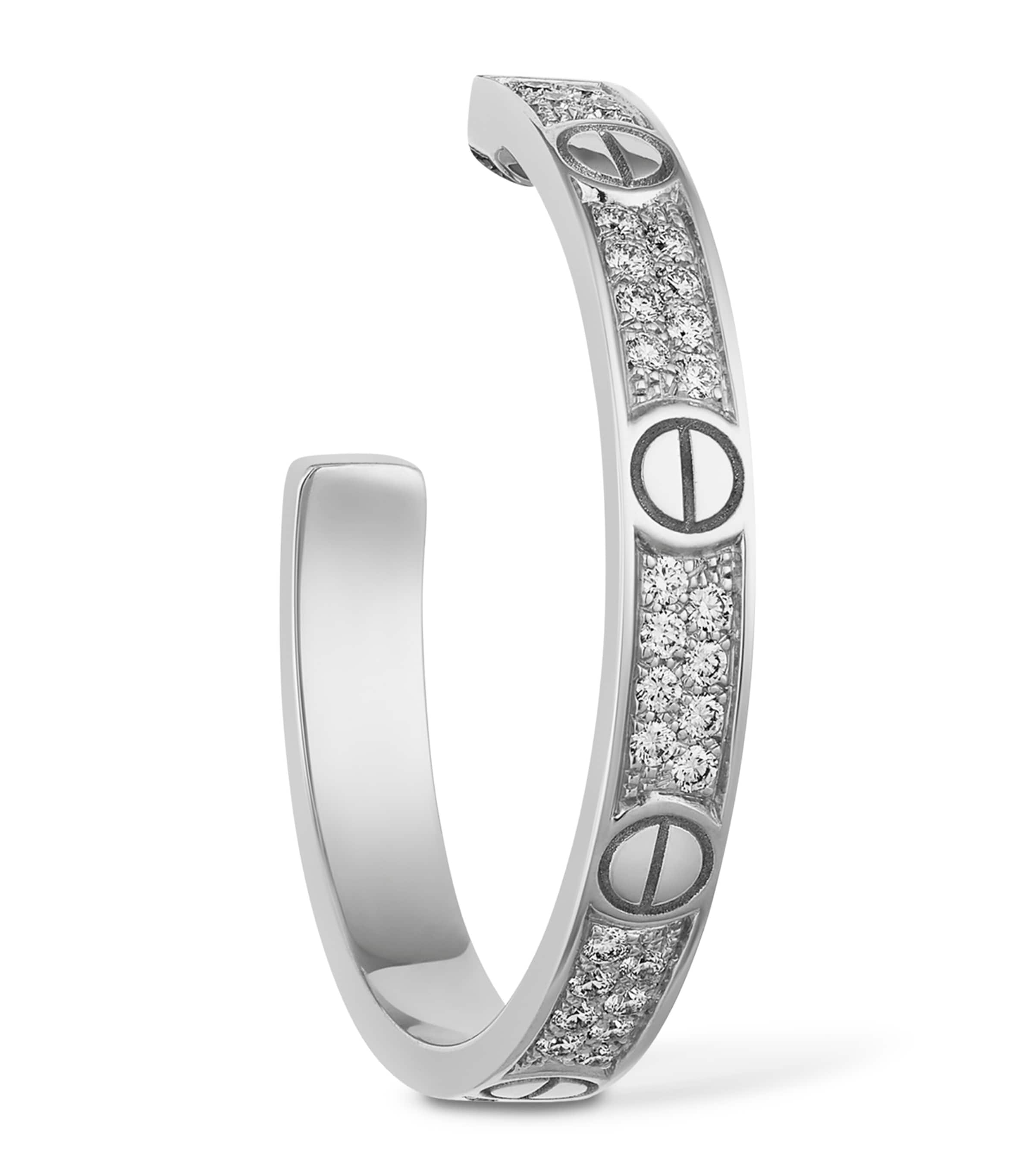 White Gold and Diamond Love Hoop Earrings WHITE GOLD Image 2