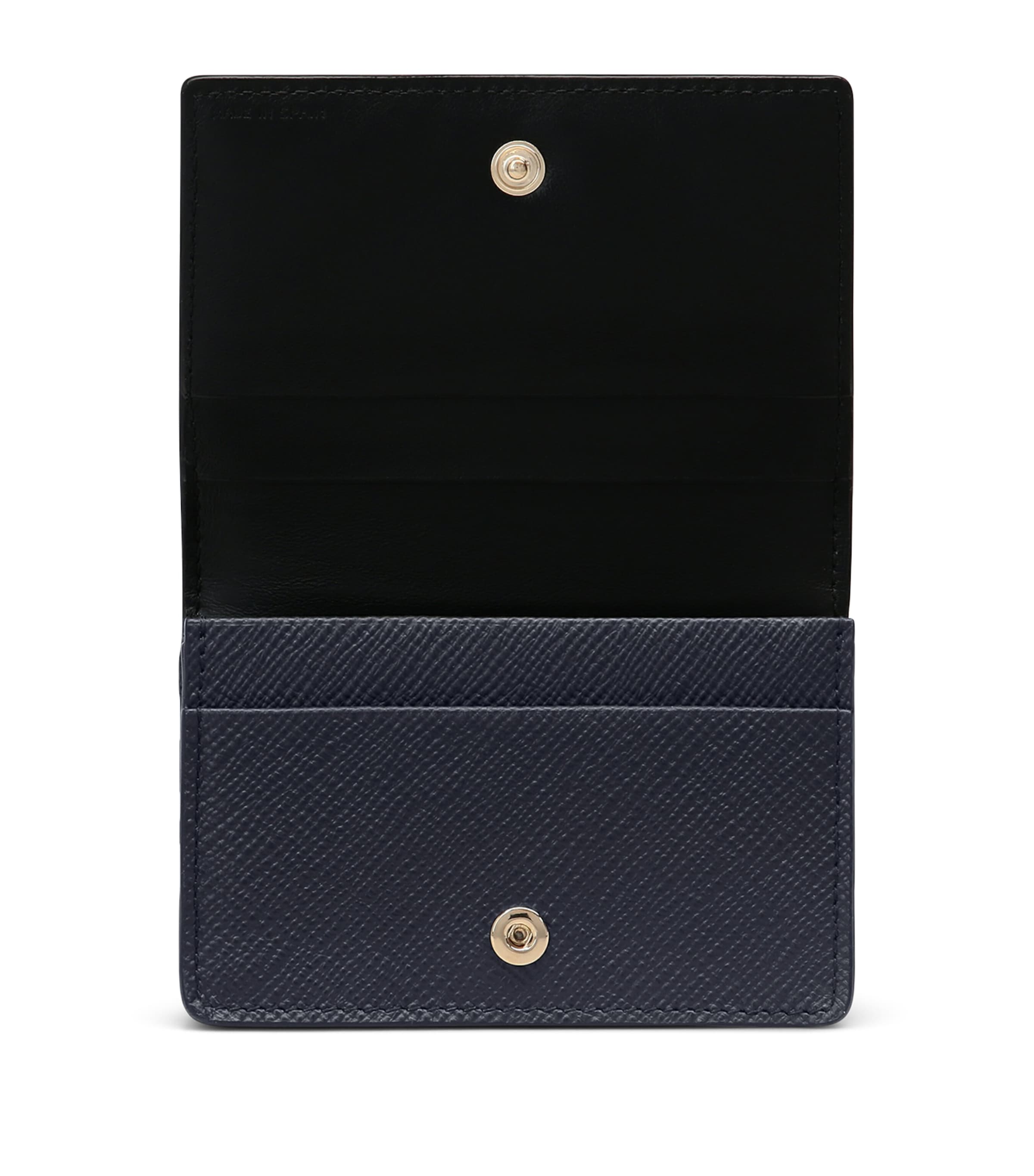 Leather Panama Folded Card Holder NAVY Image 3