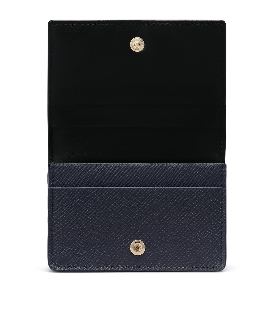 Leather Panama Folded Card Holder NAVY Image 3