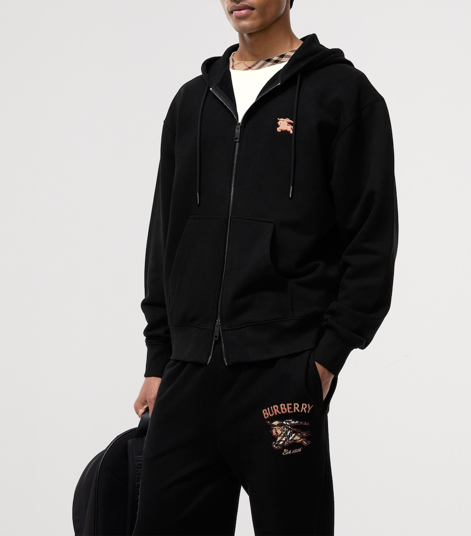 Burberry Mens Cotton EKD Zip-Up Hoodie Black Image 2