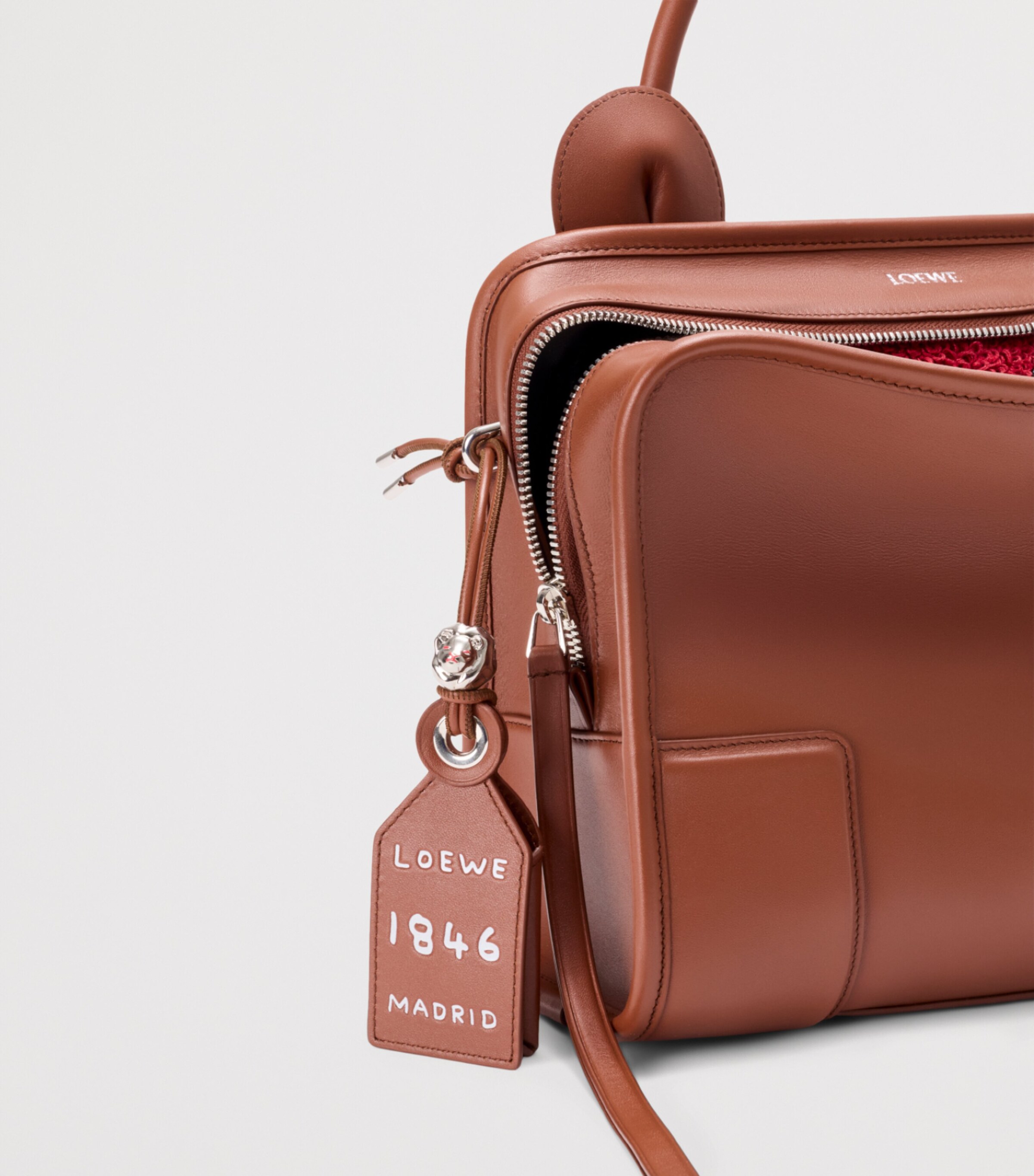 LOEWE Brown Medium Leather Lion Amazona 180 Top-Handle Bag