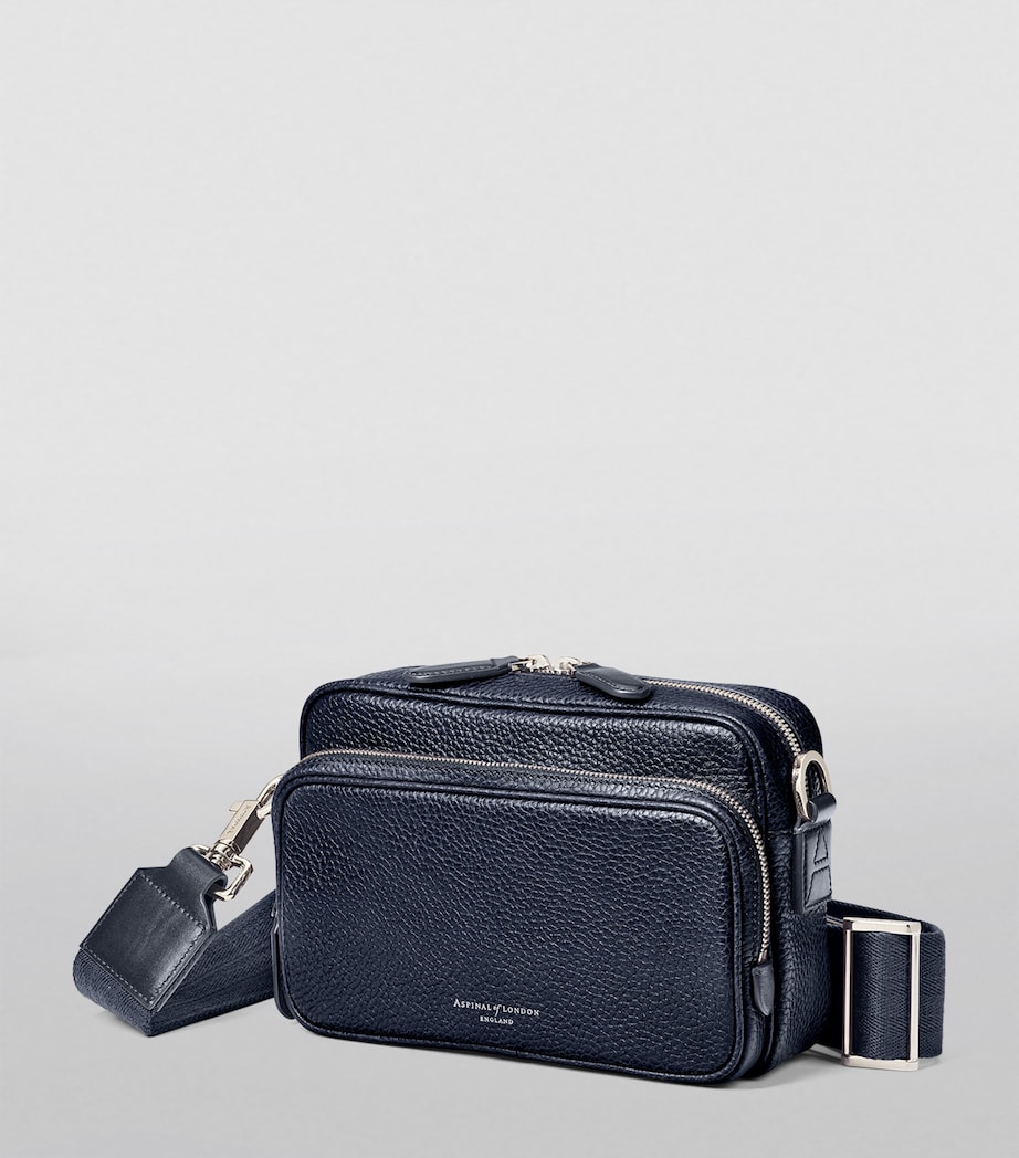 Leather Reporter East West Messenger Bag NAVY Image 8