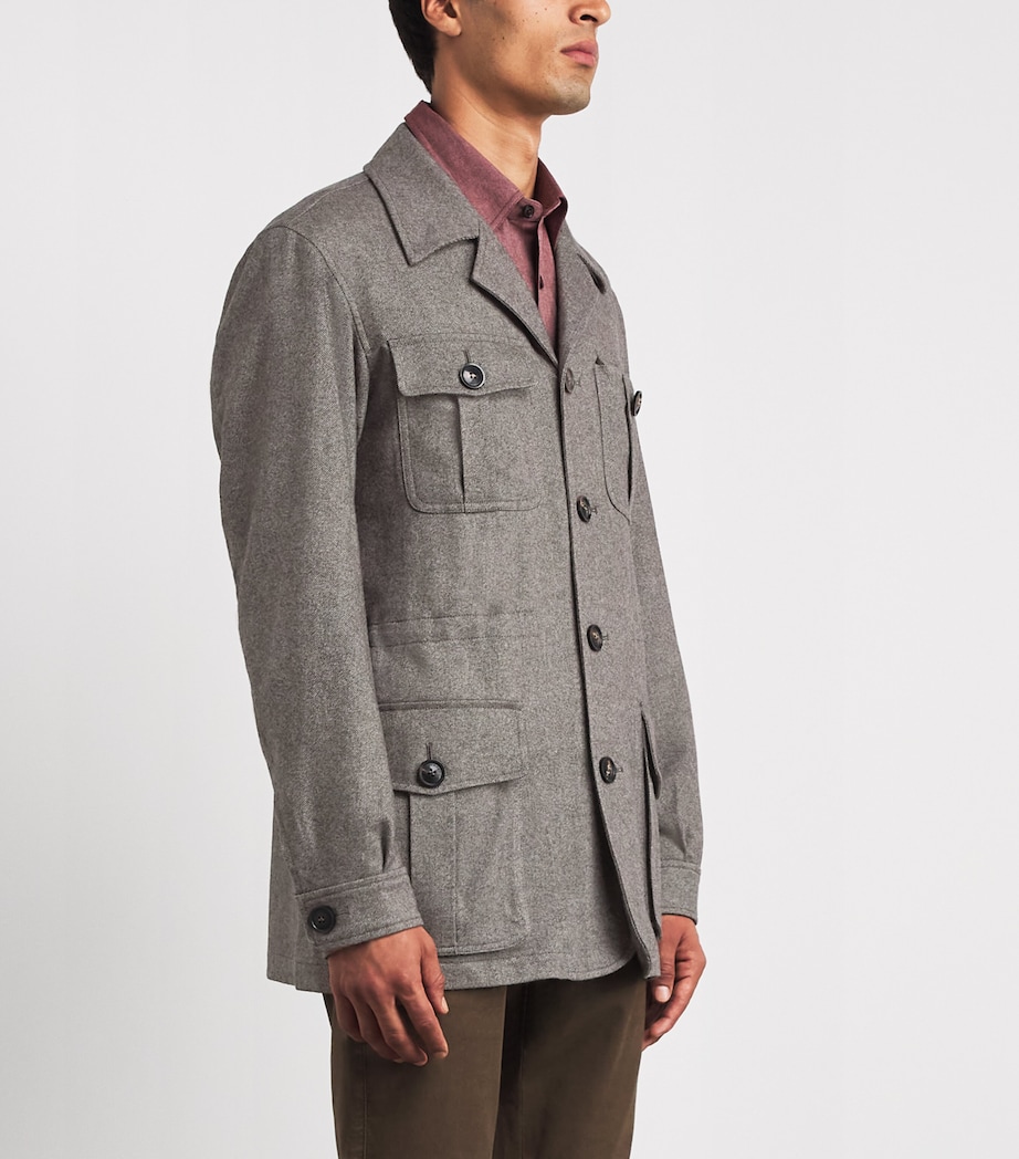 Purdey Mens Wool-Silk-Cashmere Kalahari Jacket Grey Image 4