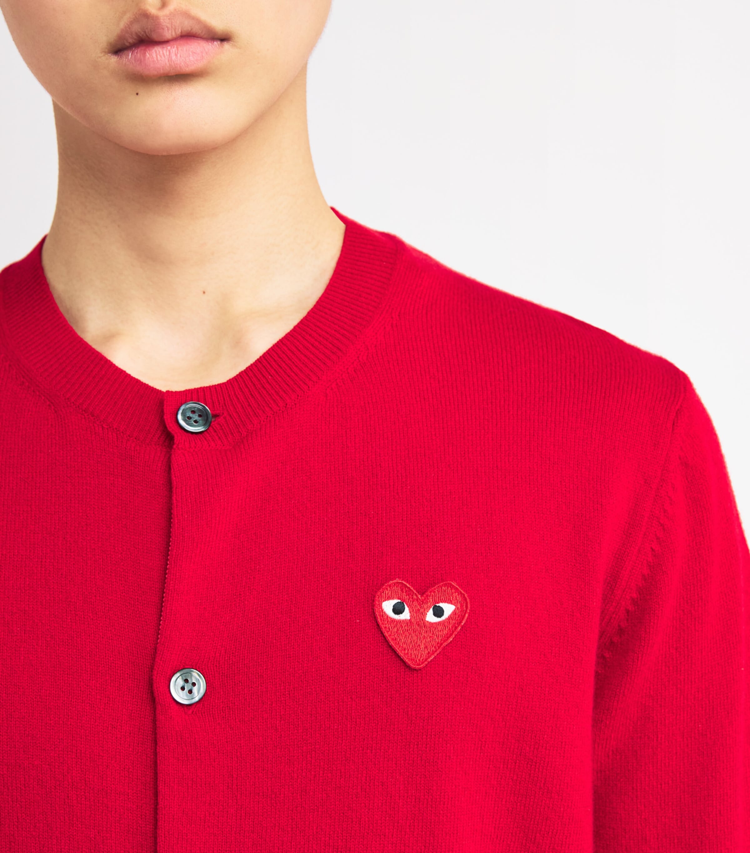 Comme Des Garçons Play Mens Wool Heart Cardigan Red Image 6