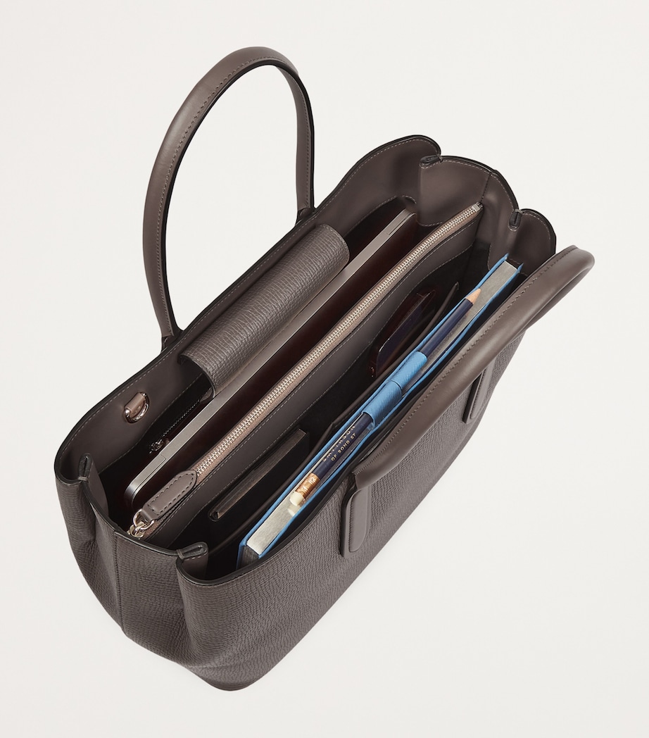 Small Leather Day Tote Bag DARK TAUPE Image 4