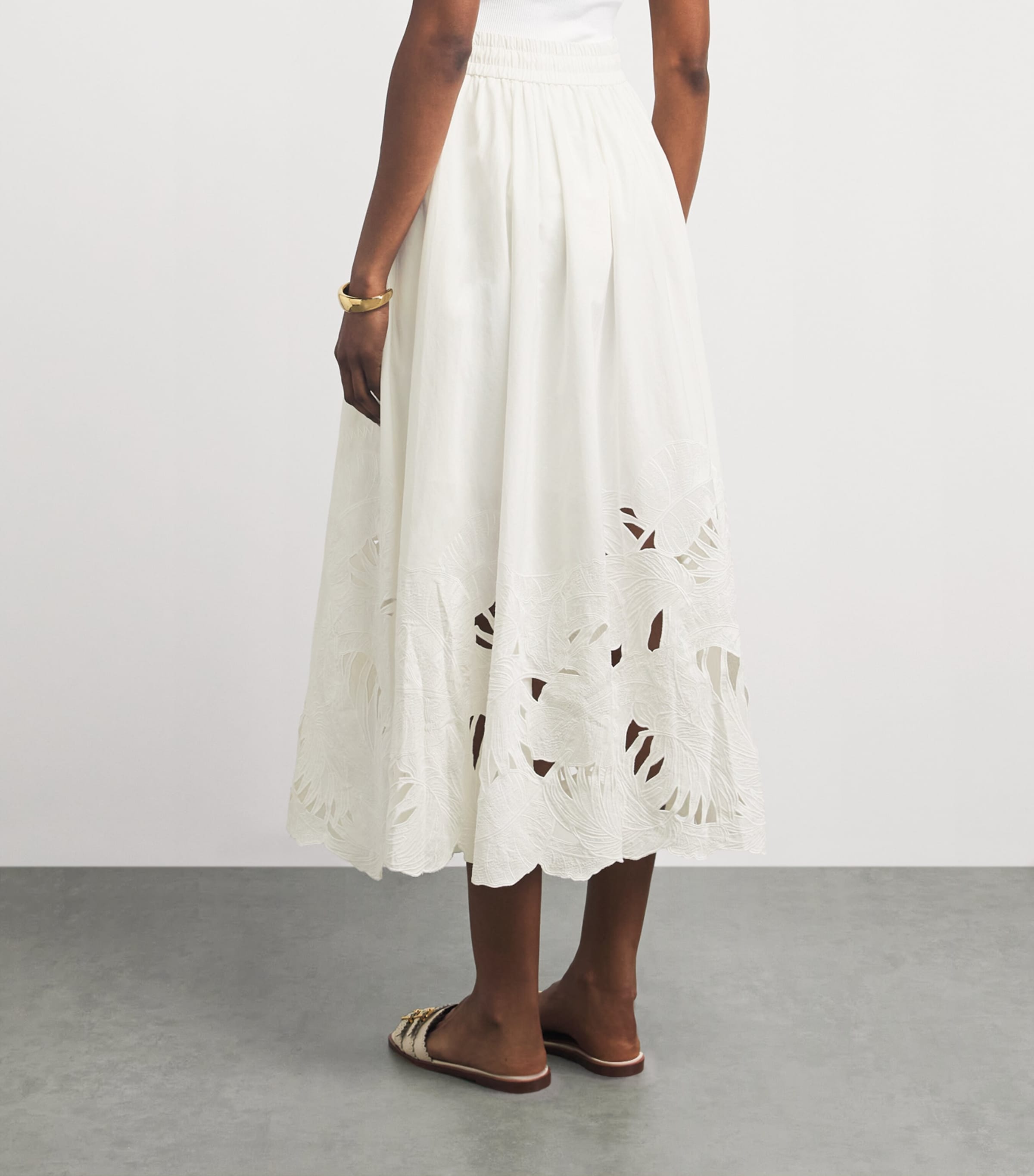 Zimmermann Womens Cotton Mahon Midi Skirt Ivo Ivory Image 5