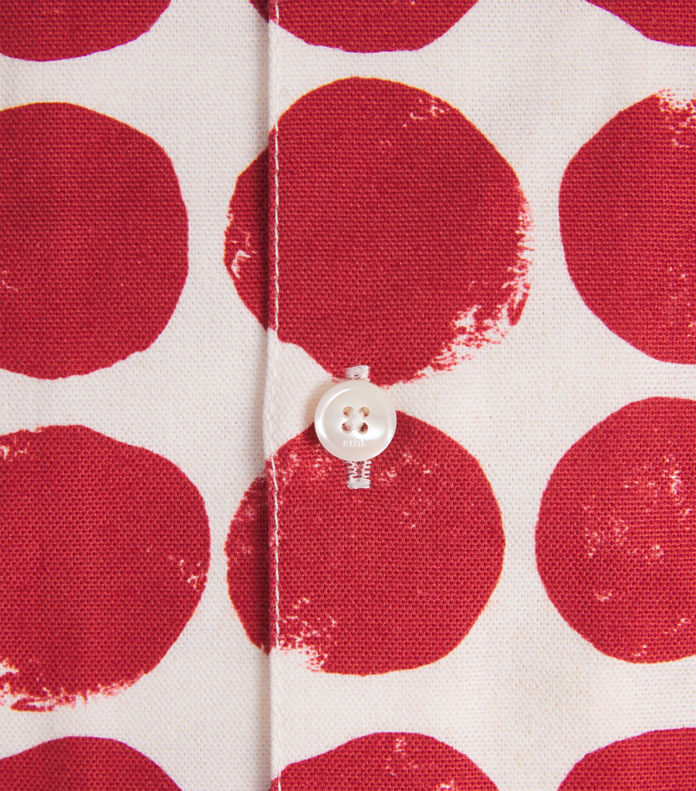 AMI Paris Mens Polka-Dot Boxy Short-Sleeve Shirt Rouge Rubis/ivr Image 6