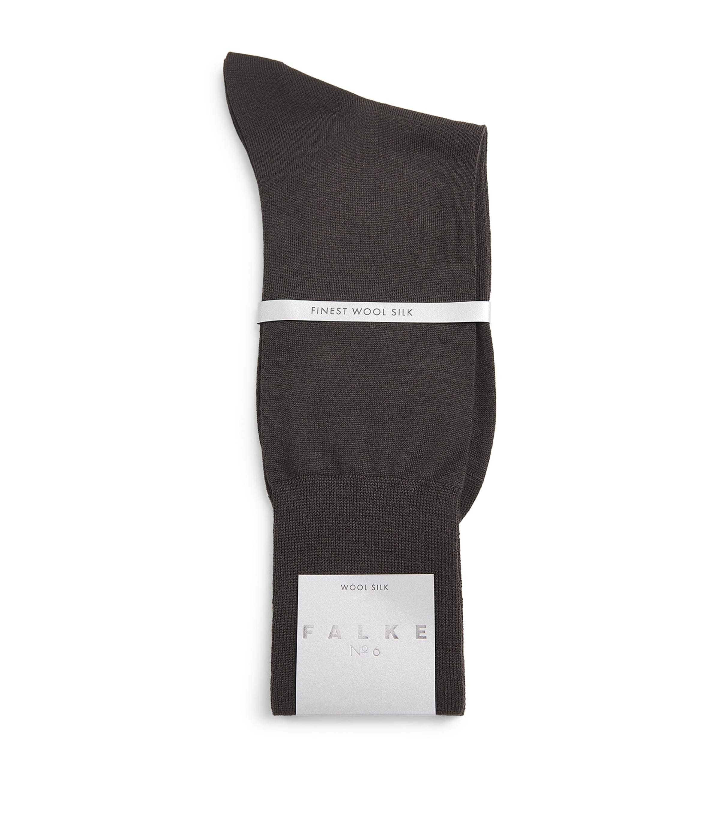 Falke Mens Wool-Silk-Blend No.6 Socks Brown Image 1