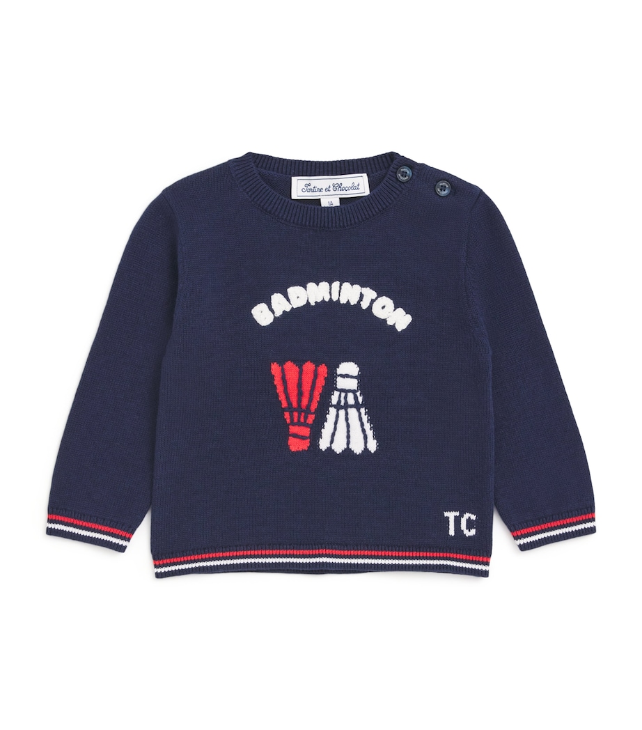 Jacquard Badminton Sweater (3-Months-4 Years) 4MARINE Image 1