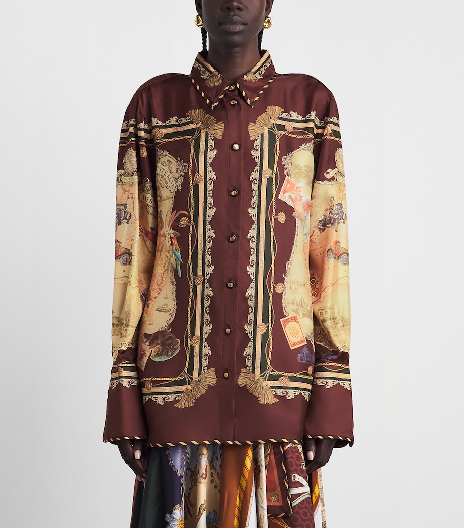 Zimmermann Womens Silk Valiant Shirt Plum Scarf Image 4