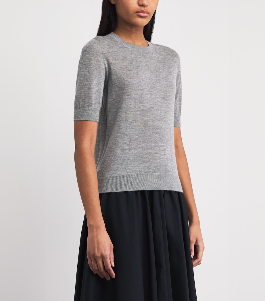 Johnstons Of Elgin Womens Cashmere Honor T-Shirt Cullen Grey Image 4