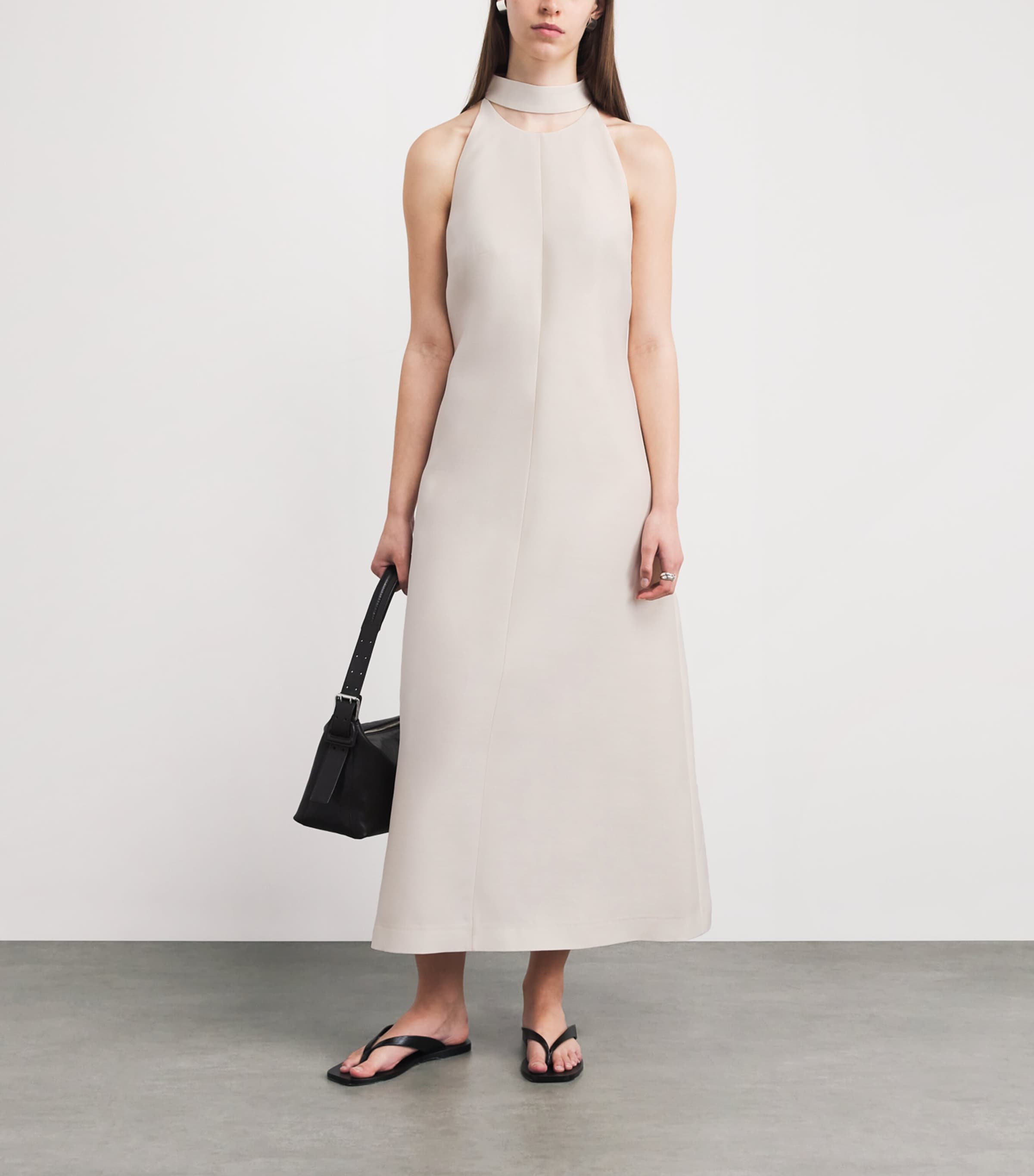 BITE Studios Womens Wool-Silk High-Neck Maxi Dress Off White Image 2