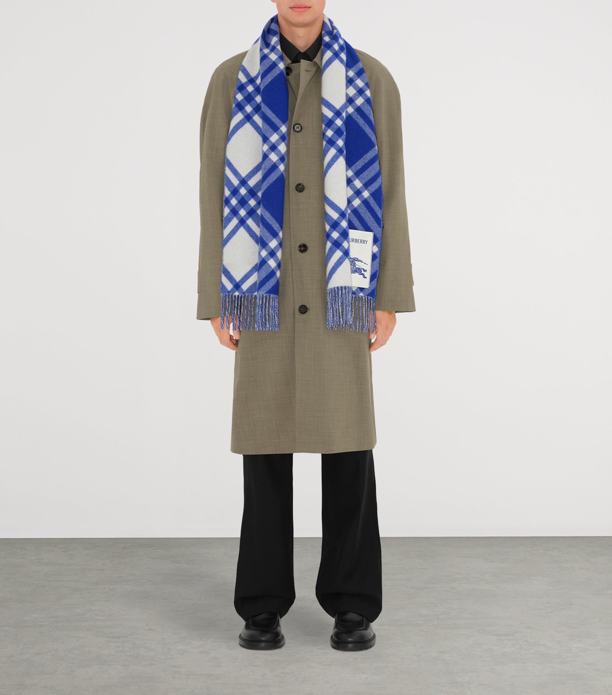 Cashmere Check Scarf KNIGHT BLUE Image 3