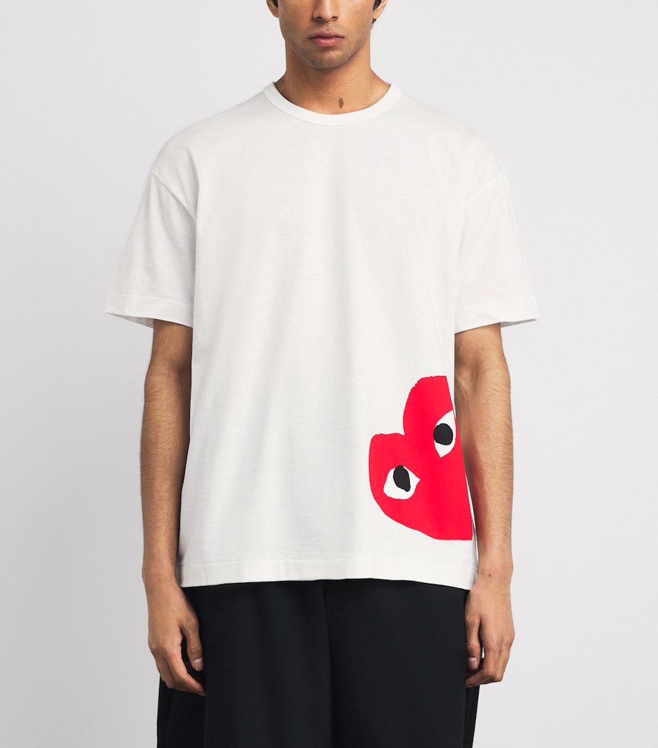 Comme Des Garçons Play Mens Cotton Oversized Bottom Heart T-Shirt White Image 4