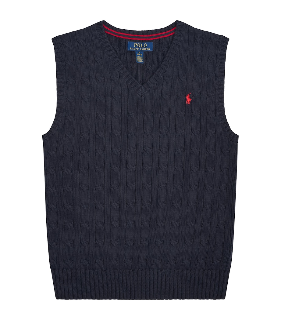 Cotton Polo Pony Sweater Vest (6-14 Years) NAVY Image 1