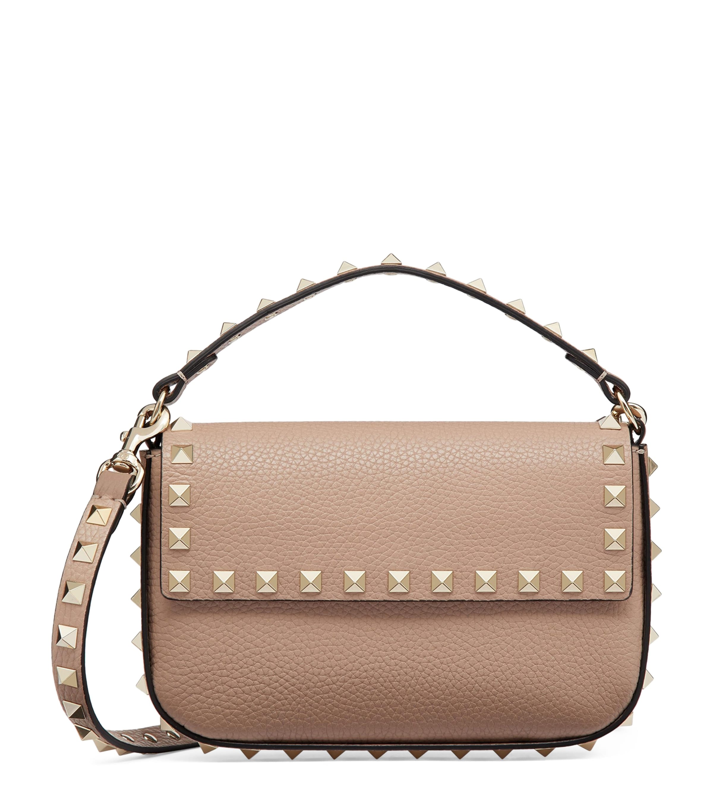 Valentino Garavani Leather Rockstud Cross-body Pouch In Nude