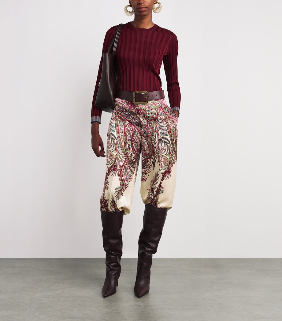Satin Paisley Palazzo Trousers X0801 Image 2