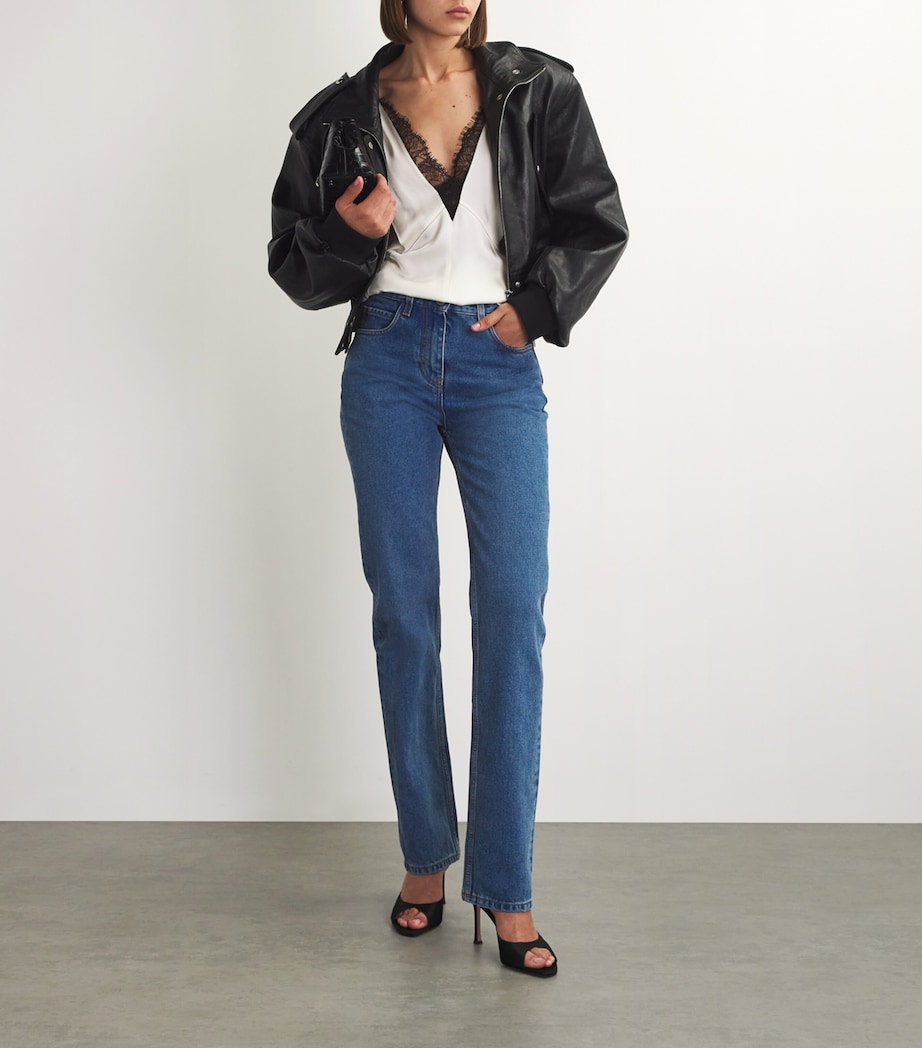 Amina Muaddi Satin Alexa Mules 90 Black Image 5