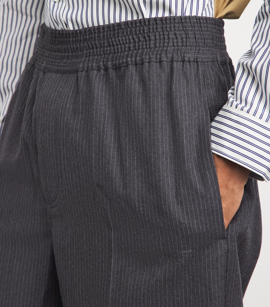 Jacquemus Mens Virgin Wool Stripe Miami Trousers Dark Grey Image 3