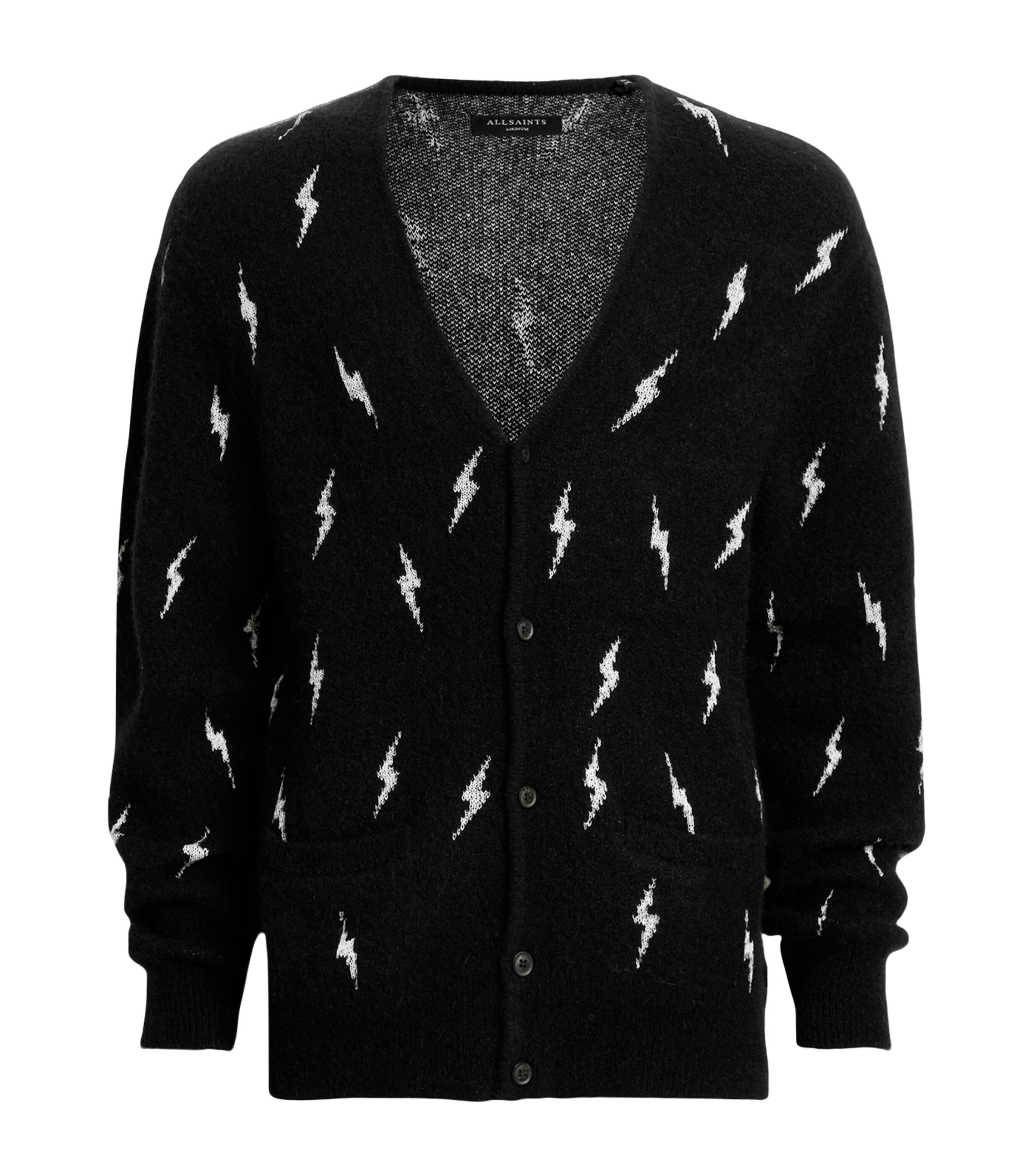 Shop Allsaints Wool-blend Zap Cardigan In Black