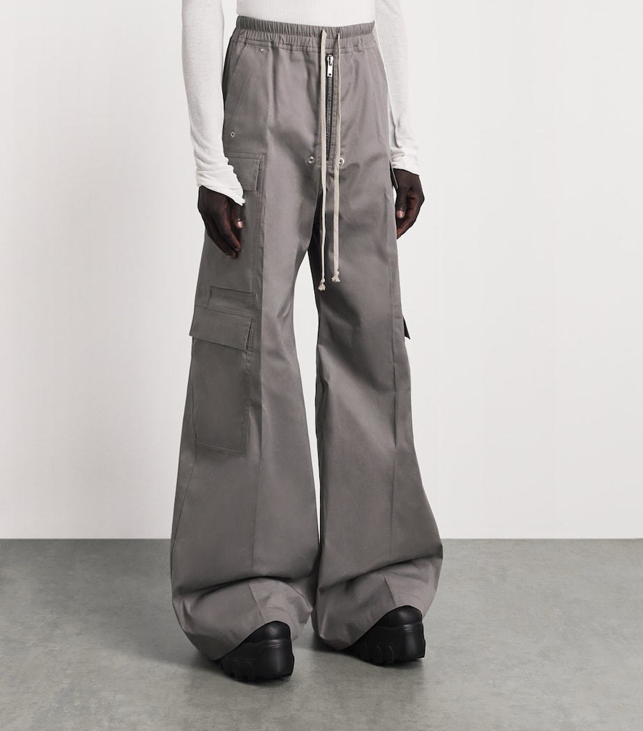 Rick Owens Mens Cargobelas Wide-Leg Trousers Steel Image 4