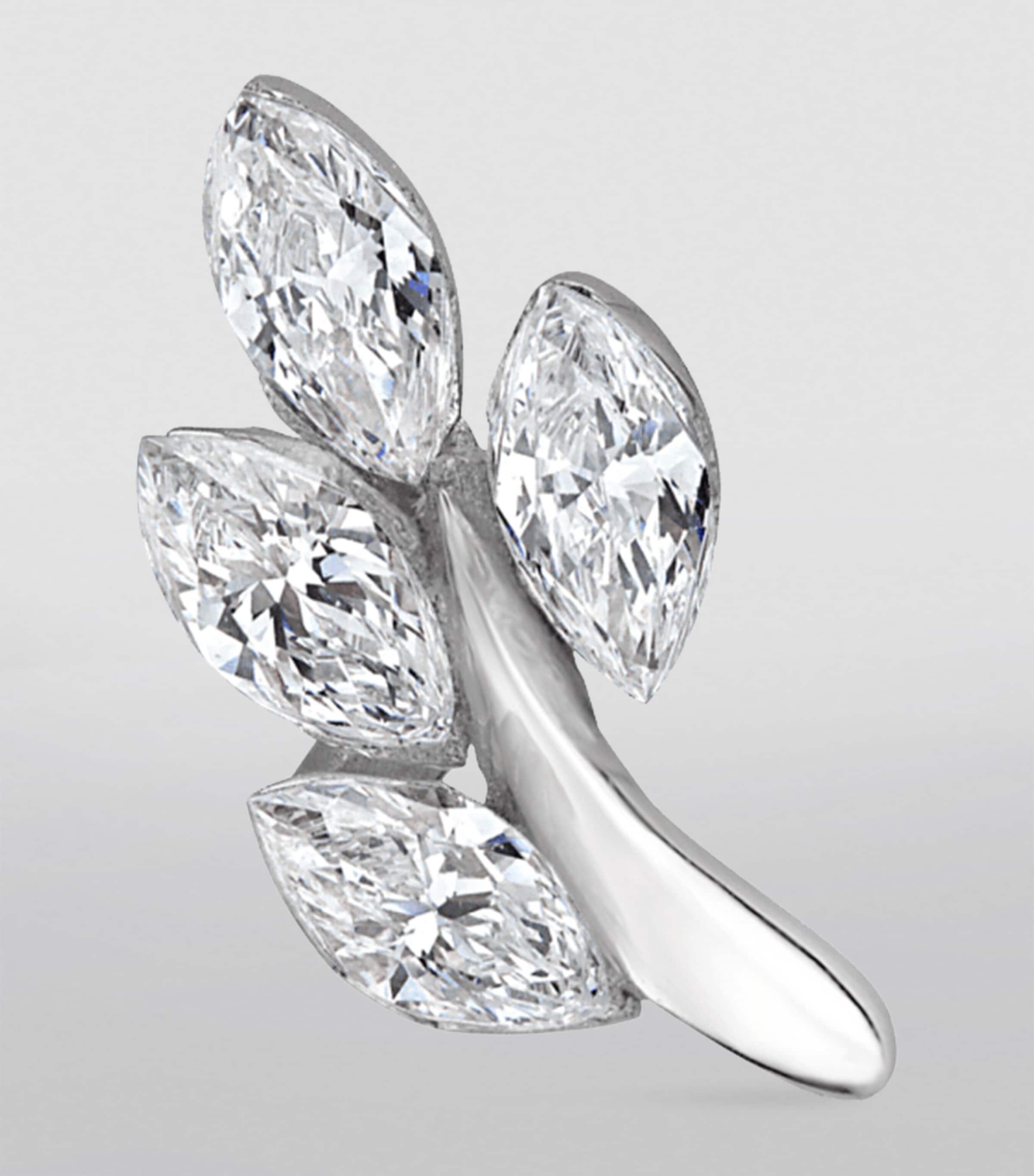 Diamond Vine Threaded Stud Earring (Direction A 8mm) WHITE GOLD Image 3