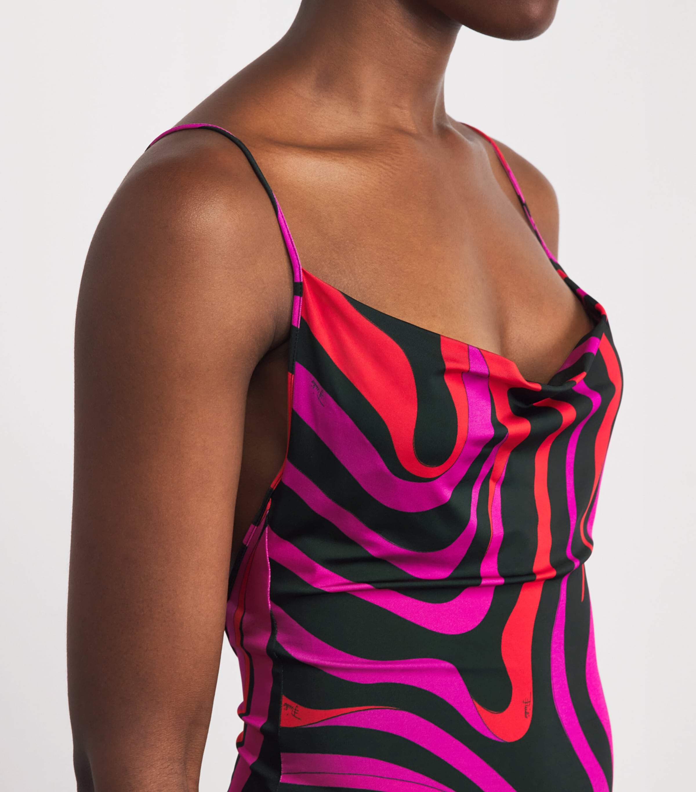 PUCCI Womens Satin Marmo Mini Dress Fuchsia Image 3