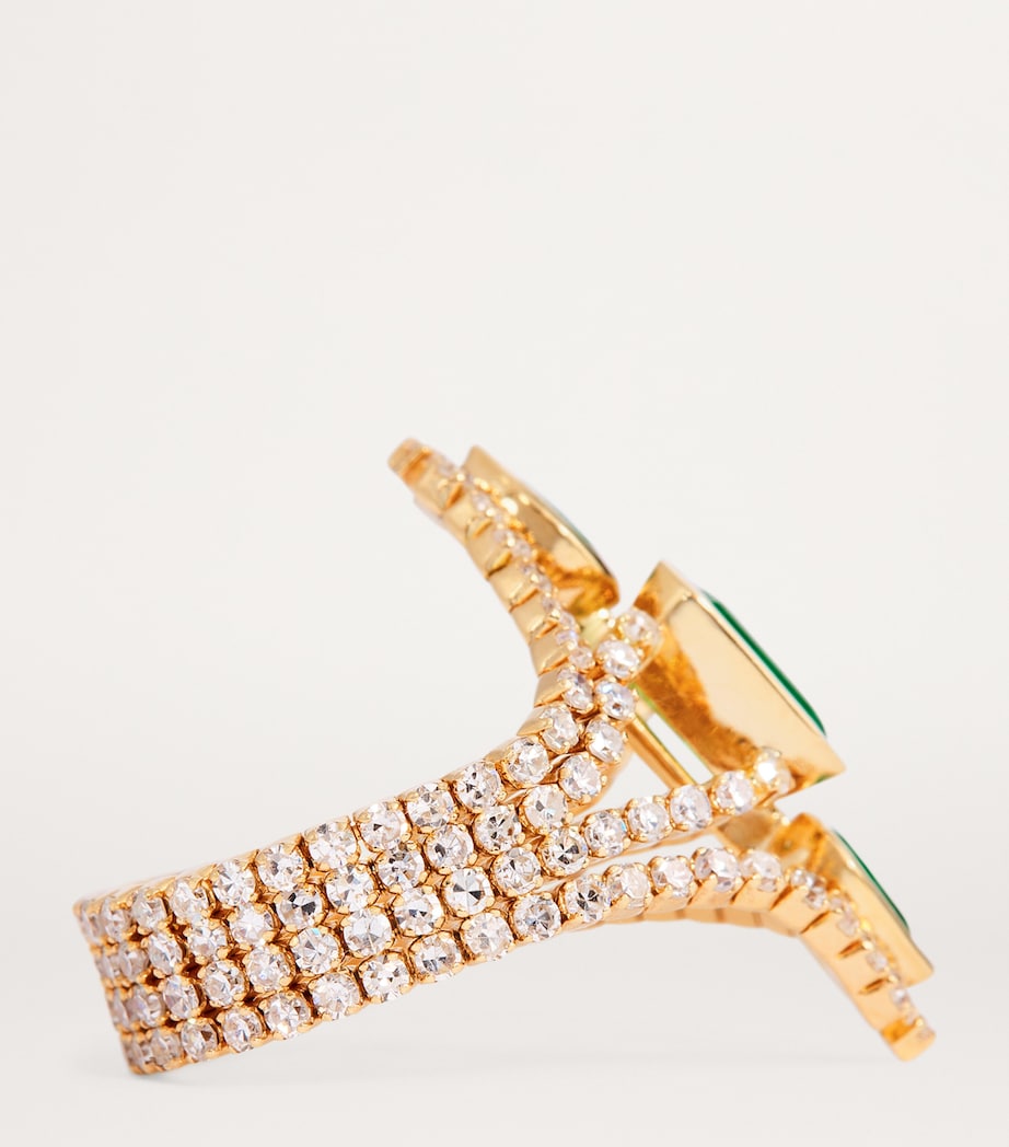 Yellow Gold, Diamond and Emerald Deco Stacked Thread Ring YELLOW GOLD Image 3