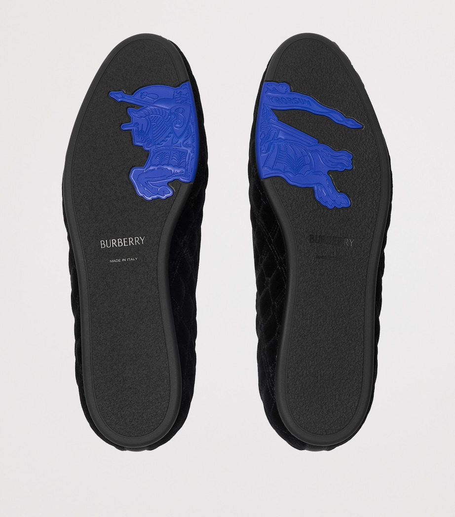 Velvet Quilted Slippers BLACK Image 5
