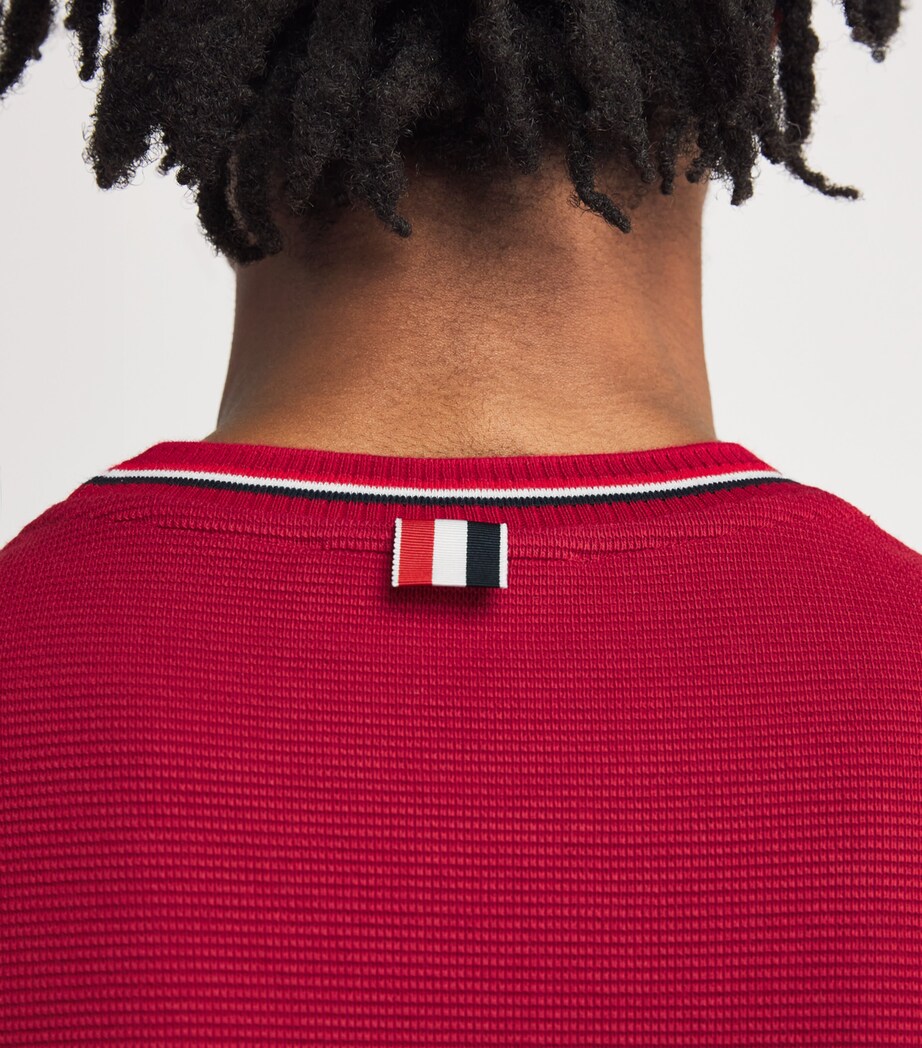 Thom Browne Mens Cotton Rib-Cuff T-Shirt Burgundy Image 6