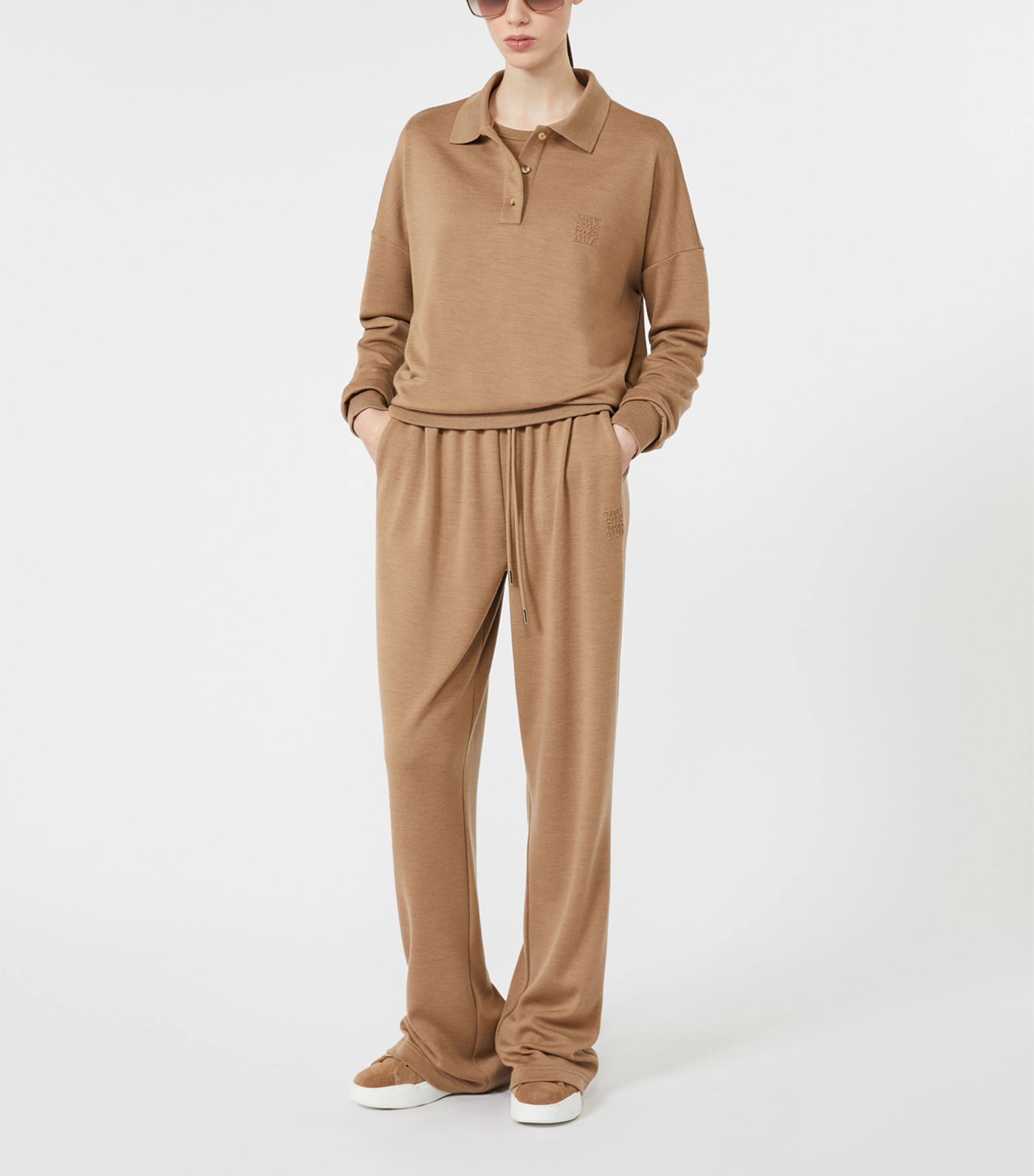 Max Mara Womens Virgin Wool Collared Sweater Camel Image 2