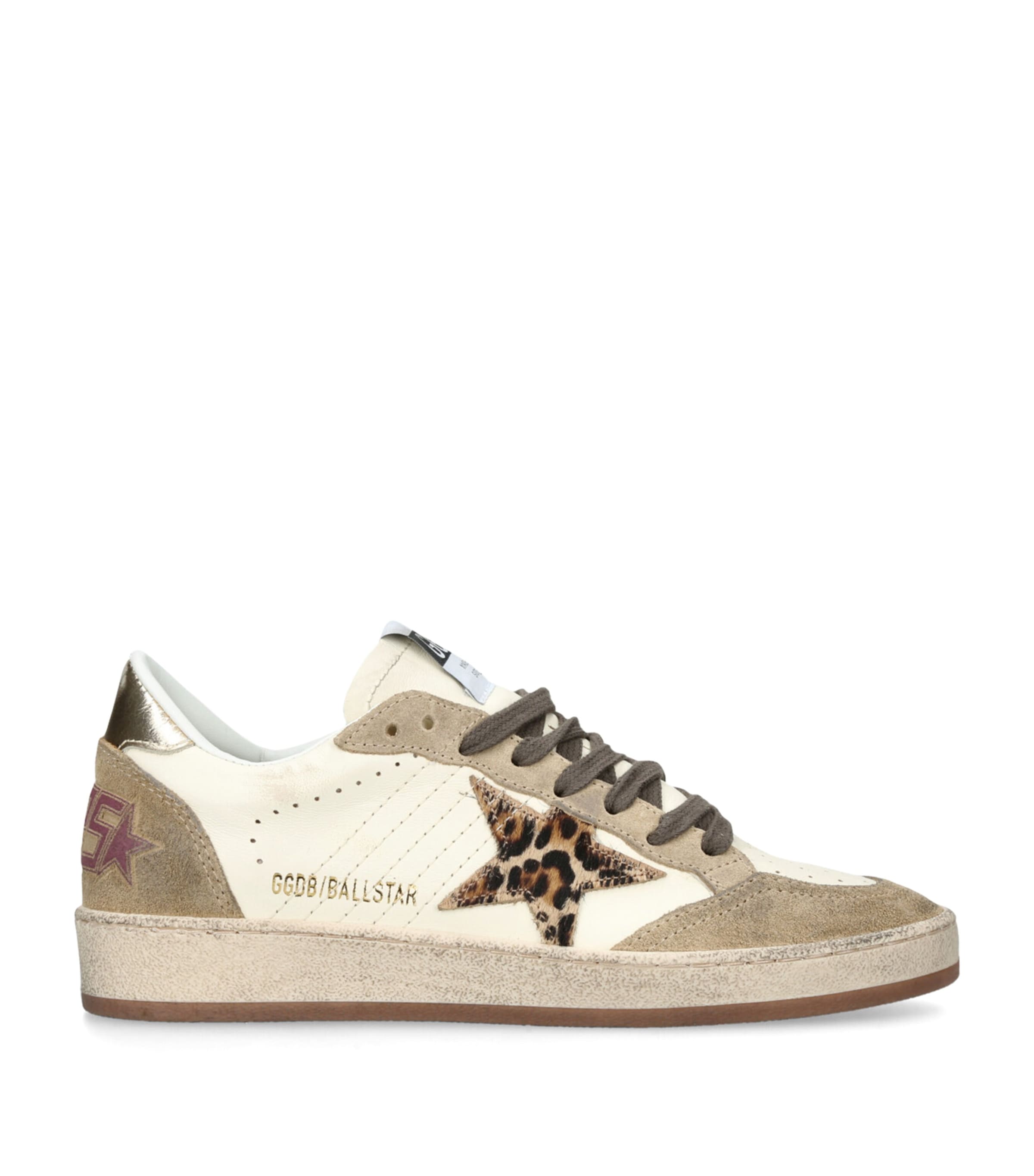Golden Goose Suede-Leather Pony Hair-Trim Ball Star Sneakers White/comb Image 1