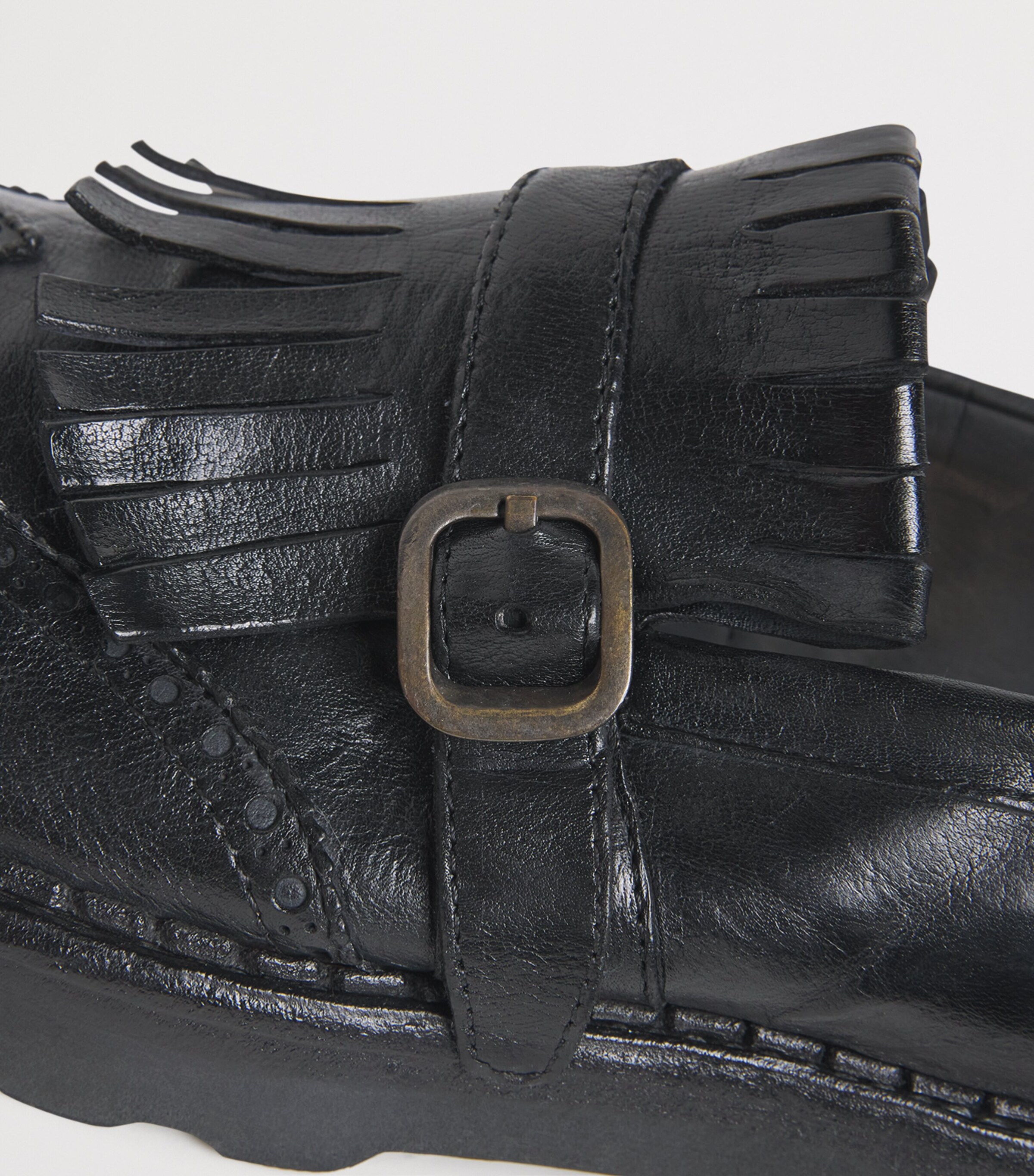 Eleventy Leather Fringed Derby Shoes Nero Image 7
