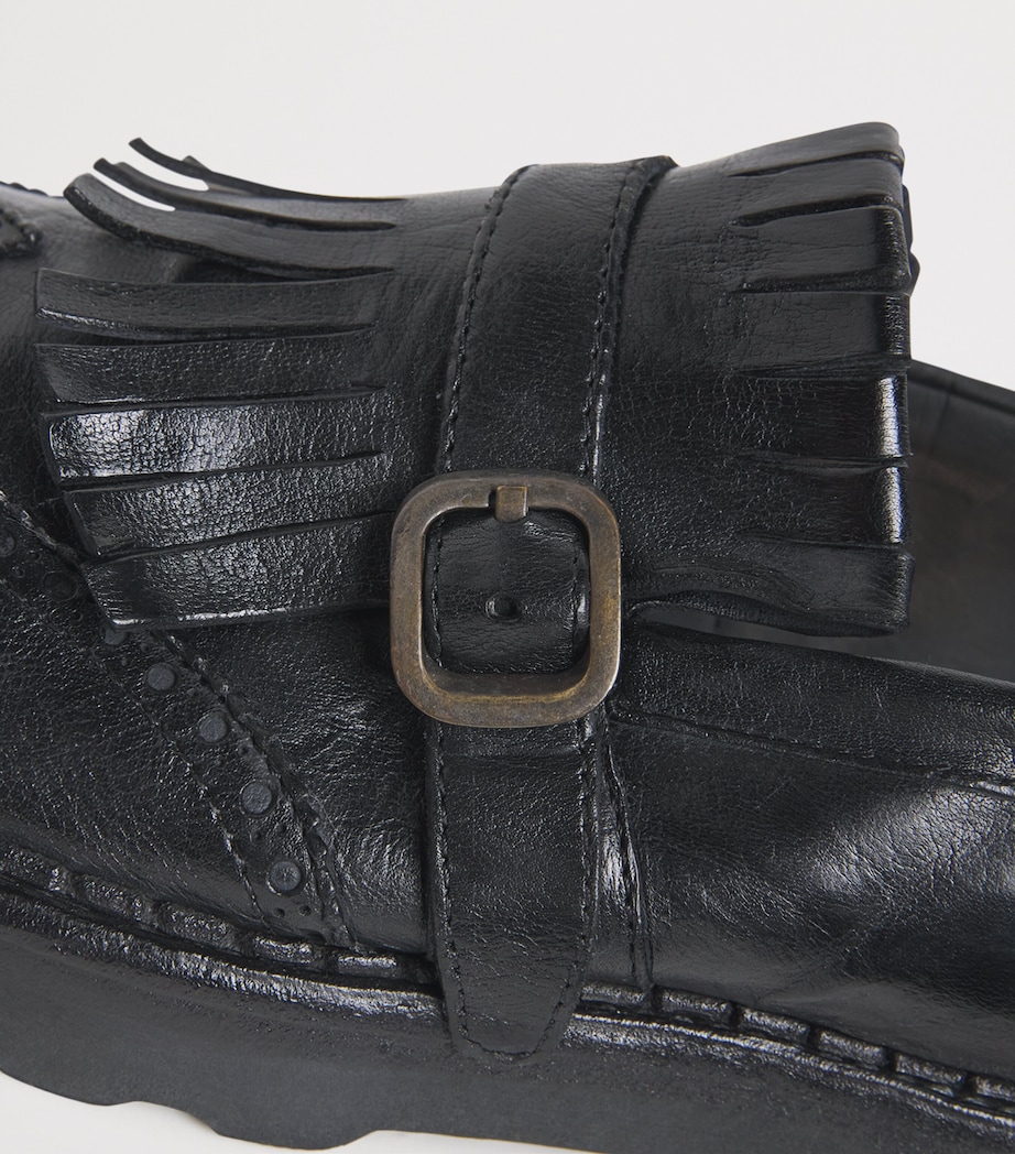 Eleventy Leather Fringed Derby Shoes Nero Image 7