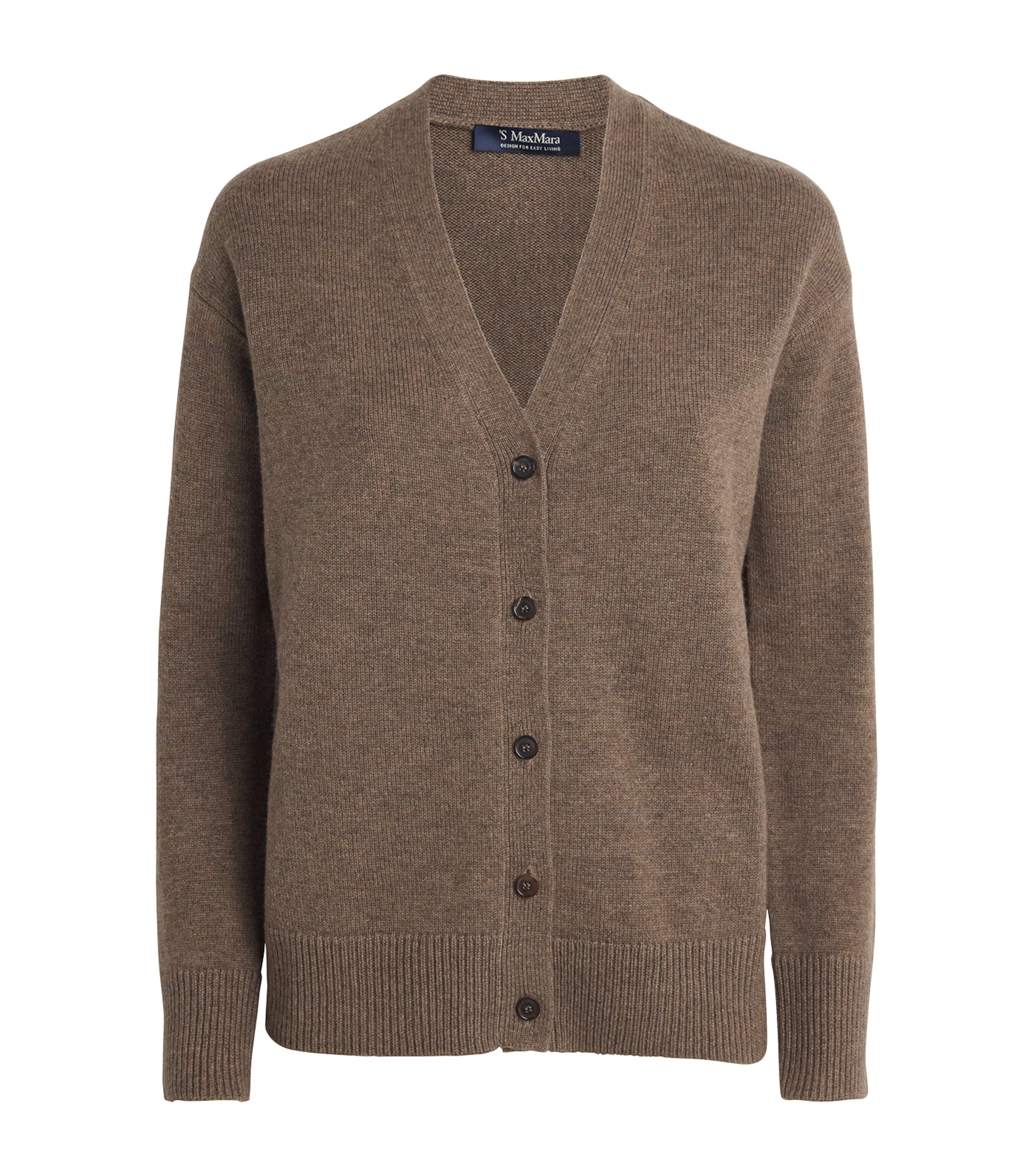 Max Mara Wool-cashmere V-neck Cardigan In Brown