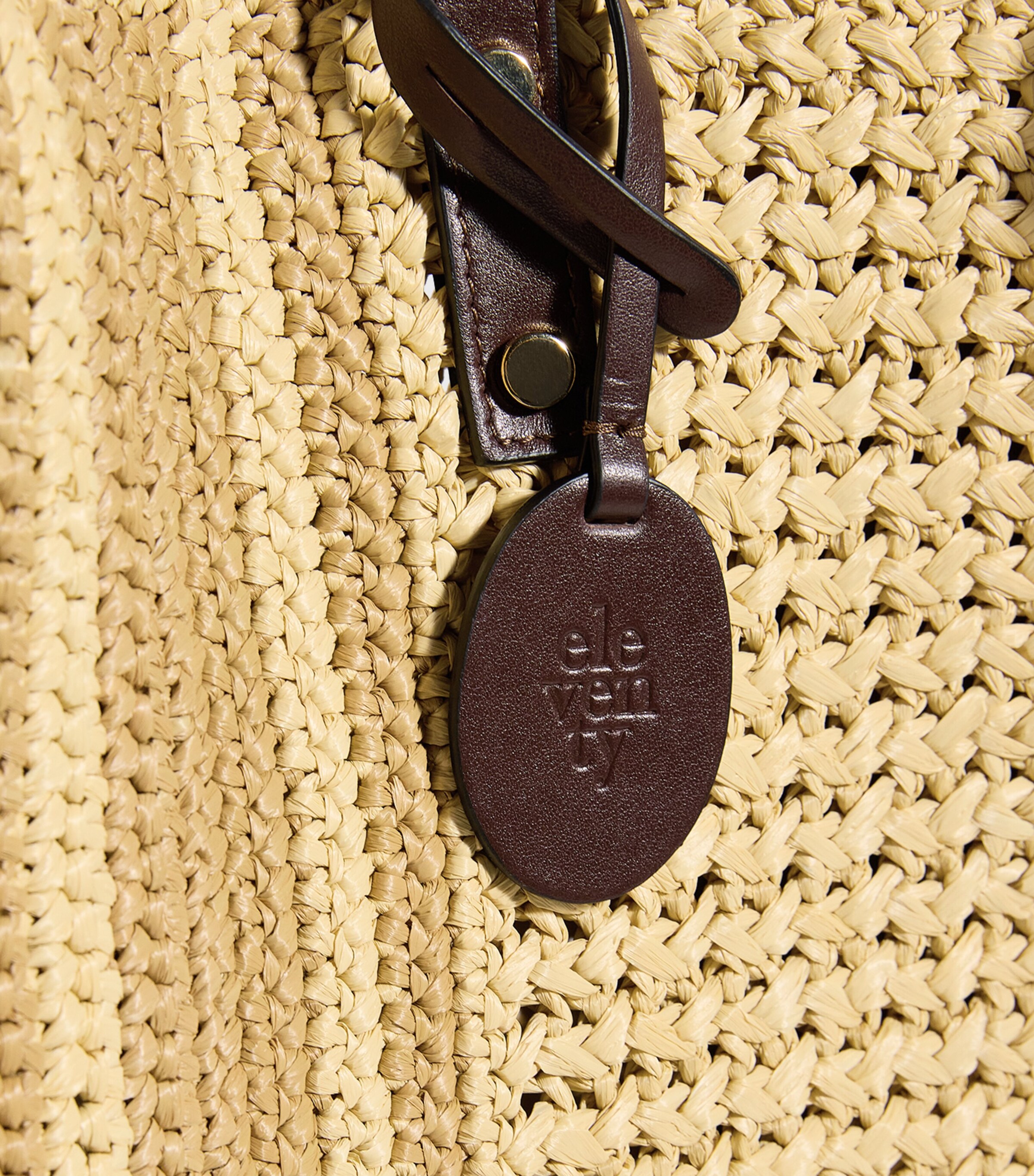 Eleventy Raffia-Leather Two-Tone Tote Bag Avorio Image 6