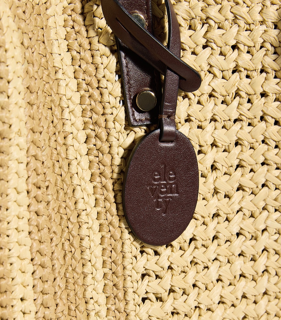 Eleventy Raffia-Leather Two-Tone Tote Bag Avorio Image 6