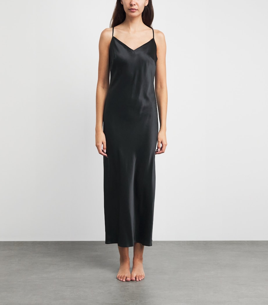 Marjolaine Womens Silk Tracy Slip Dress Noir Image 2