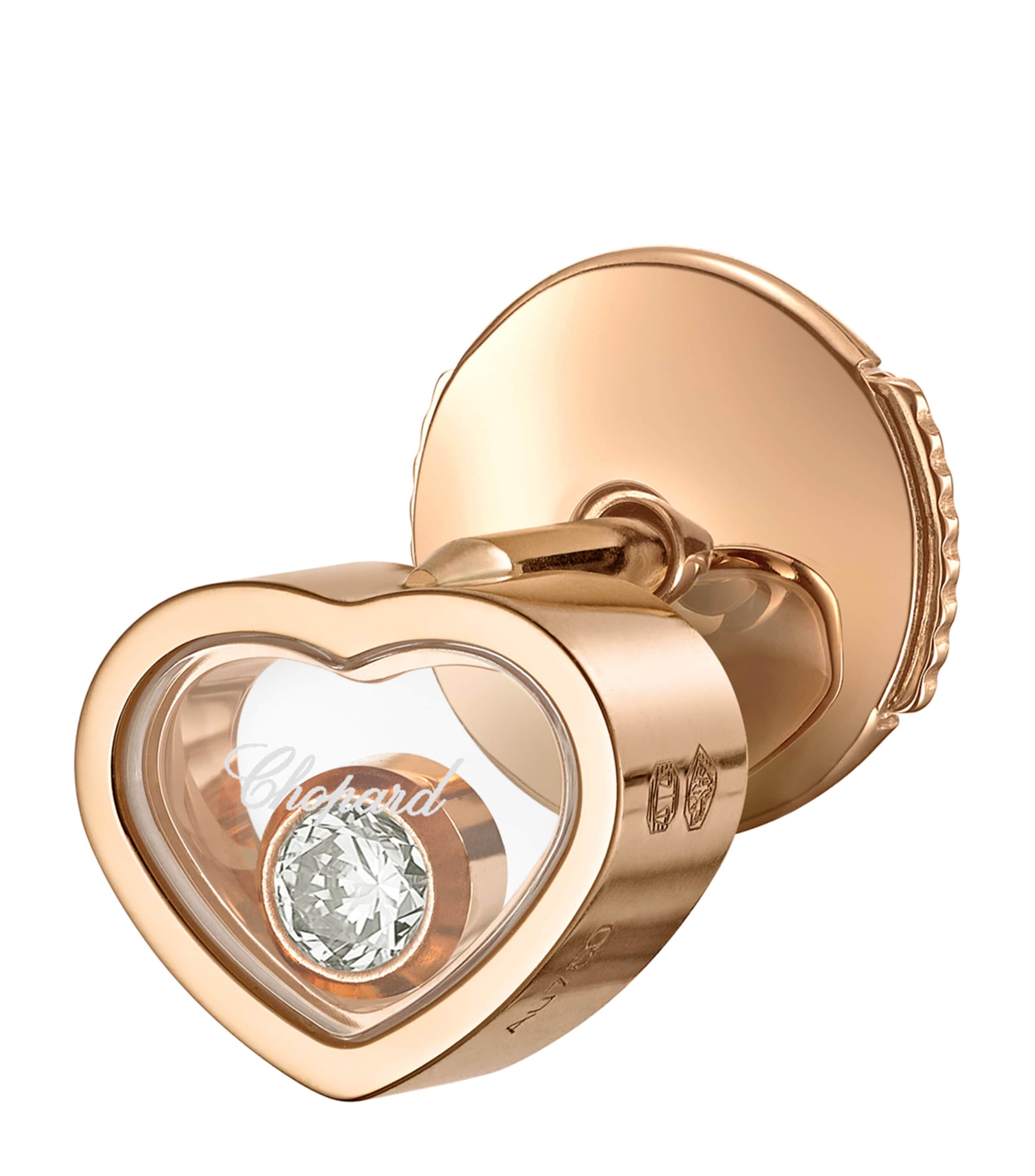 CHOPARD ROSE GOLD AND DIAMOND MY HAPPY HEARTS SINGLE EARRING