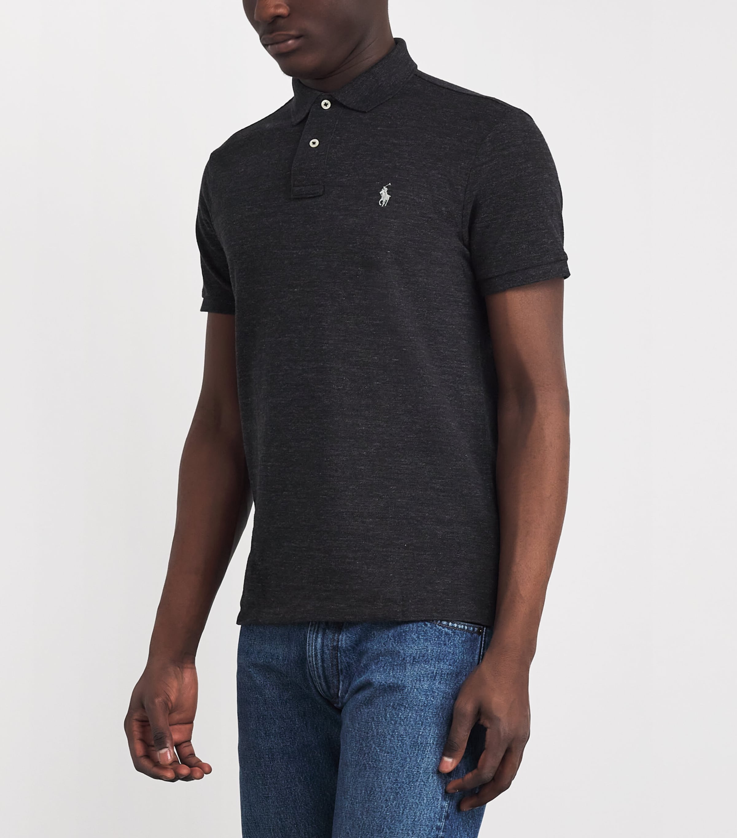 Polo Ralph Lauren Mens Cotton Mesh Custom-Fit Polo Shirt Dk Grey Image 3