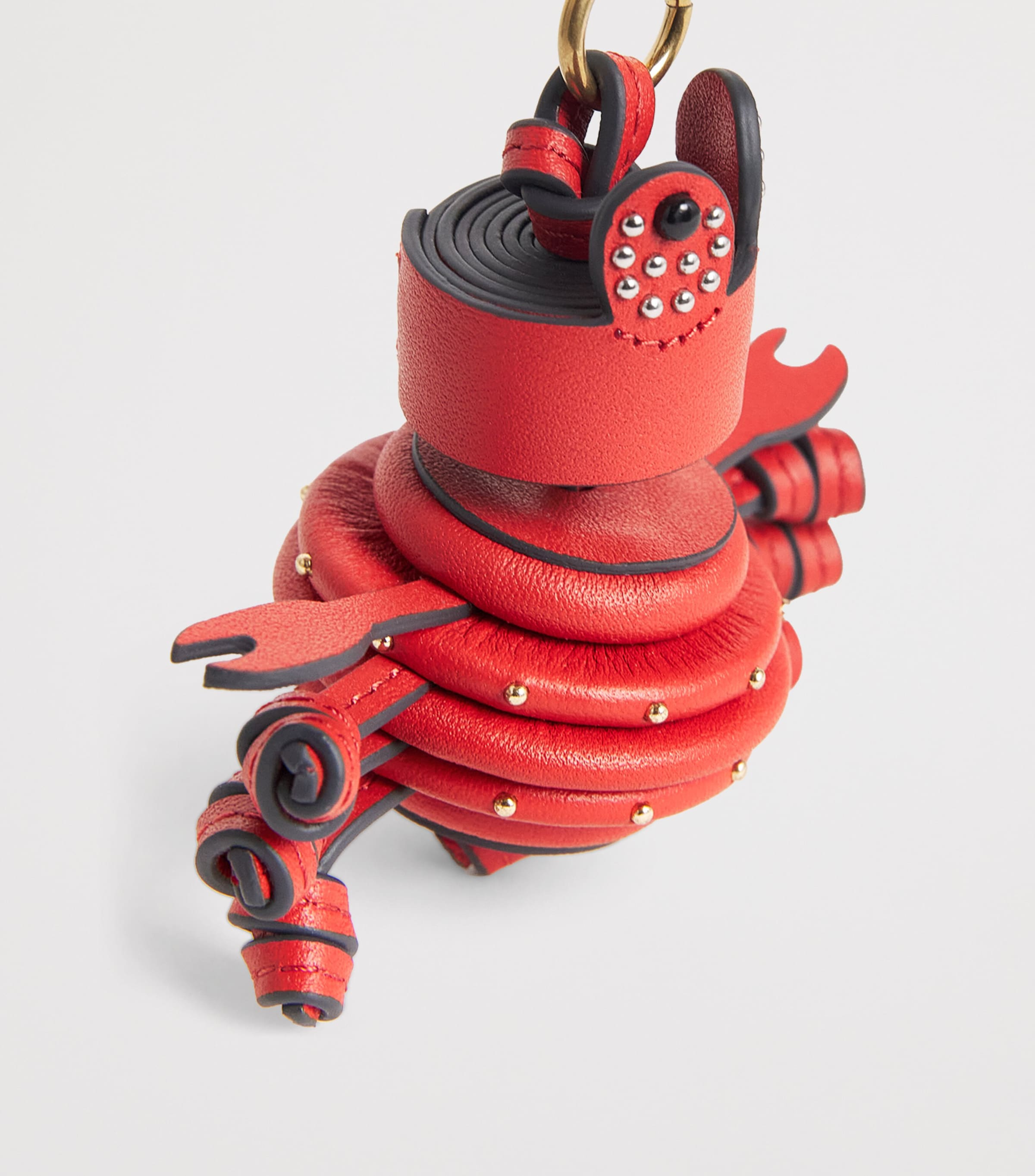 Anya Hindmarch Raffia Leather-Detail Crab Keyring Tomato Image 3