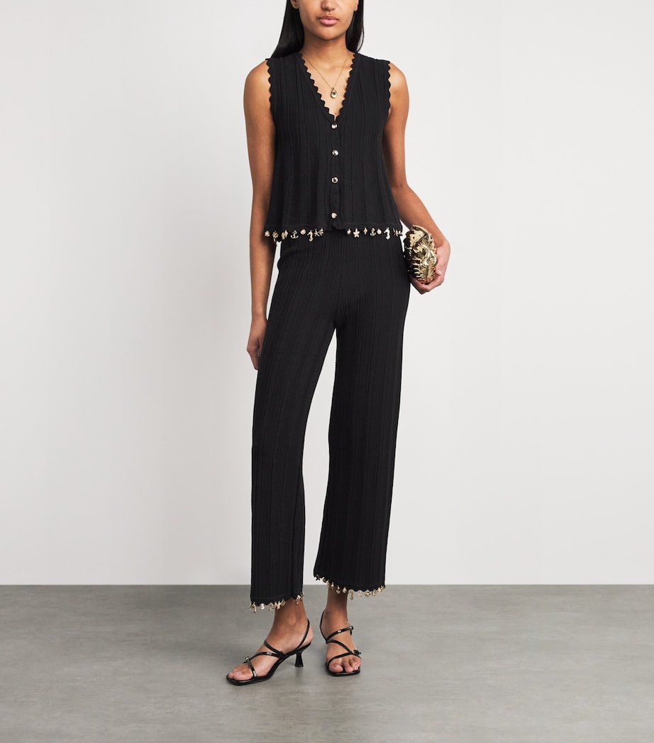 Maje Womens Charm-Embellished Knit Trousers Black Image 2