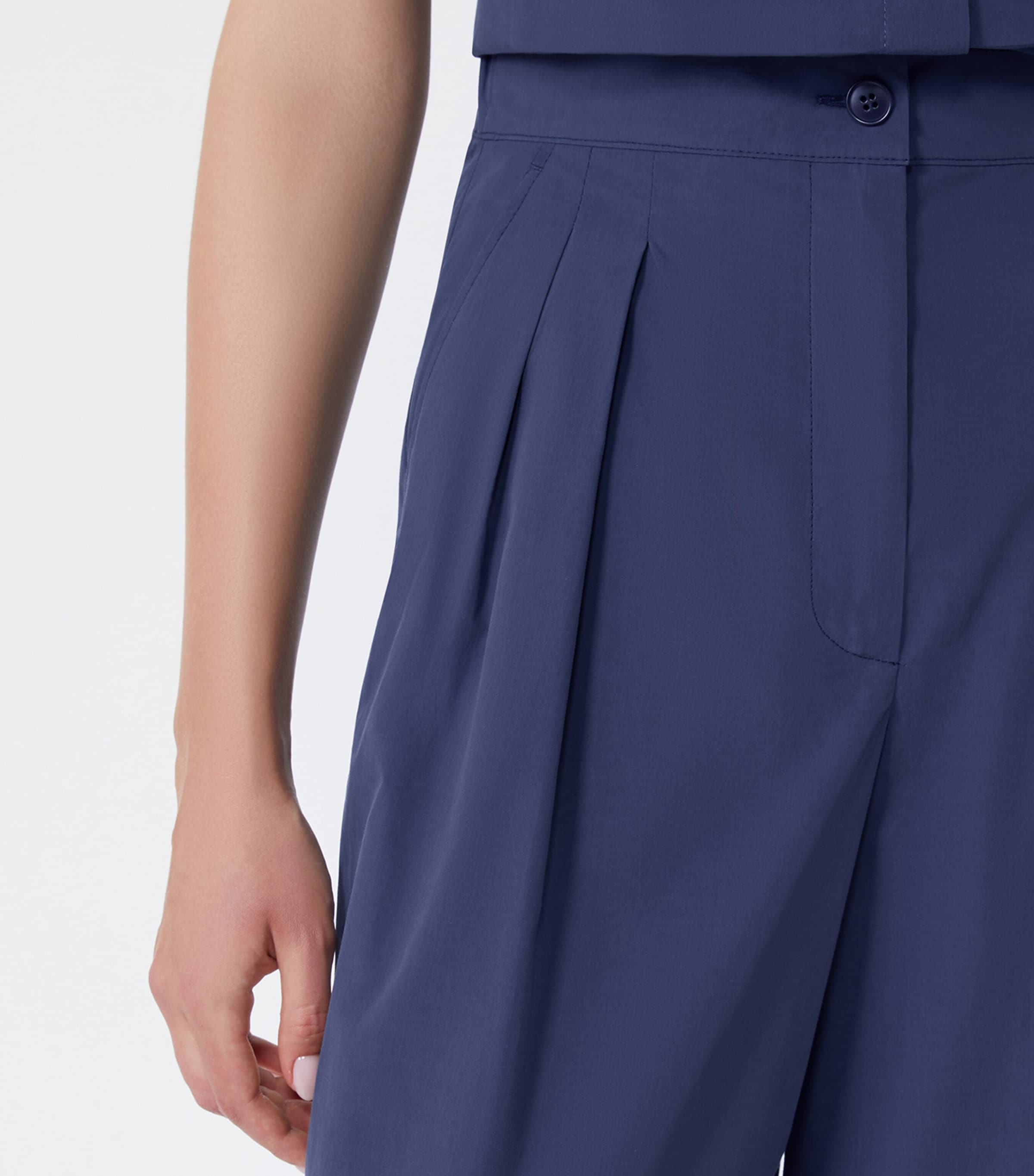 Weekend Max Mara Womens Grain de Poudre Pleated Trousers Navy Image 5
