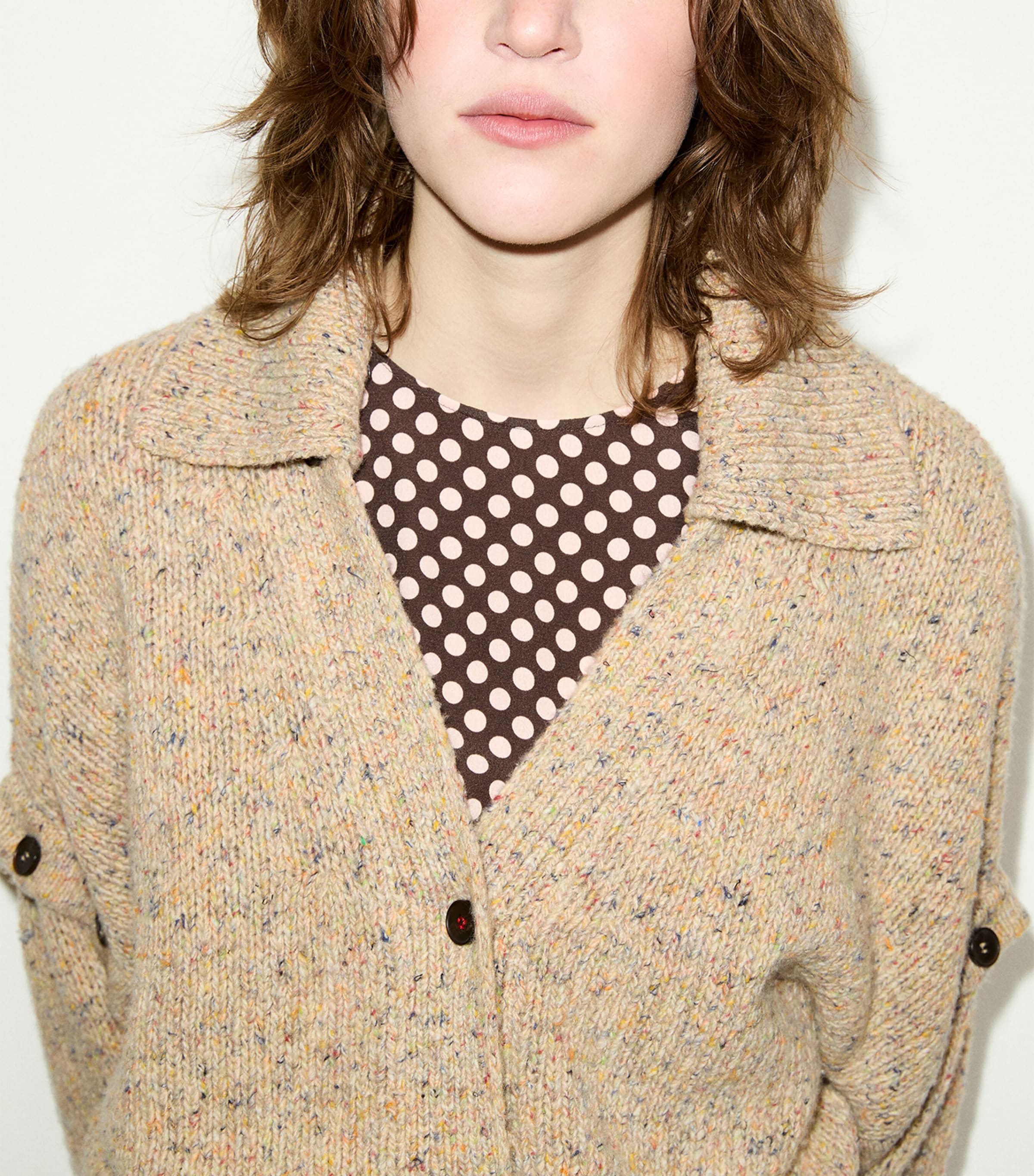 MAX&Co. Womens Wool Button-Detail Cardigan Beige Image 4