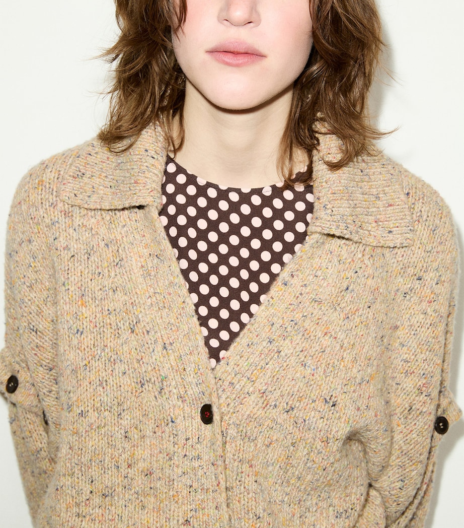 MAX&Co. Womens Wool Button-Detail Cardigan Beige Image 4