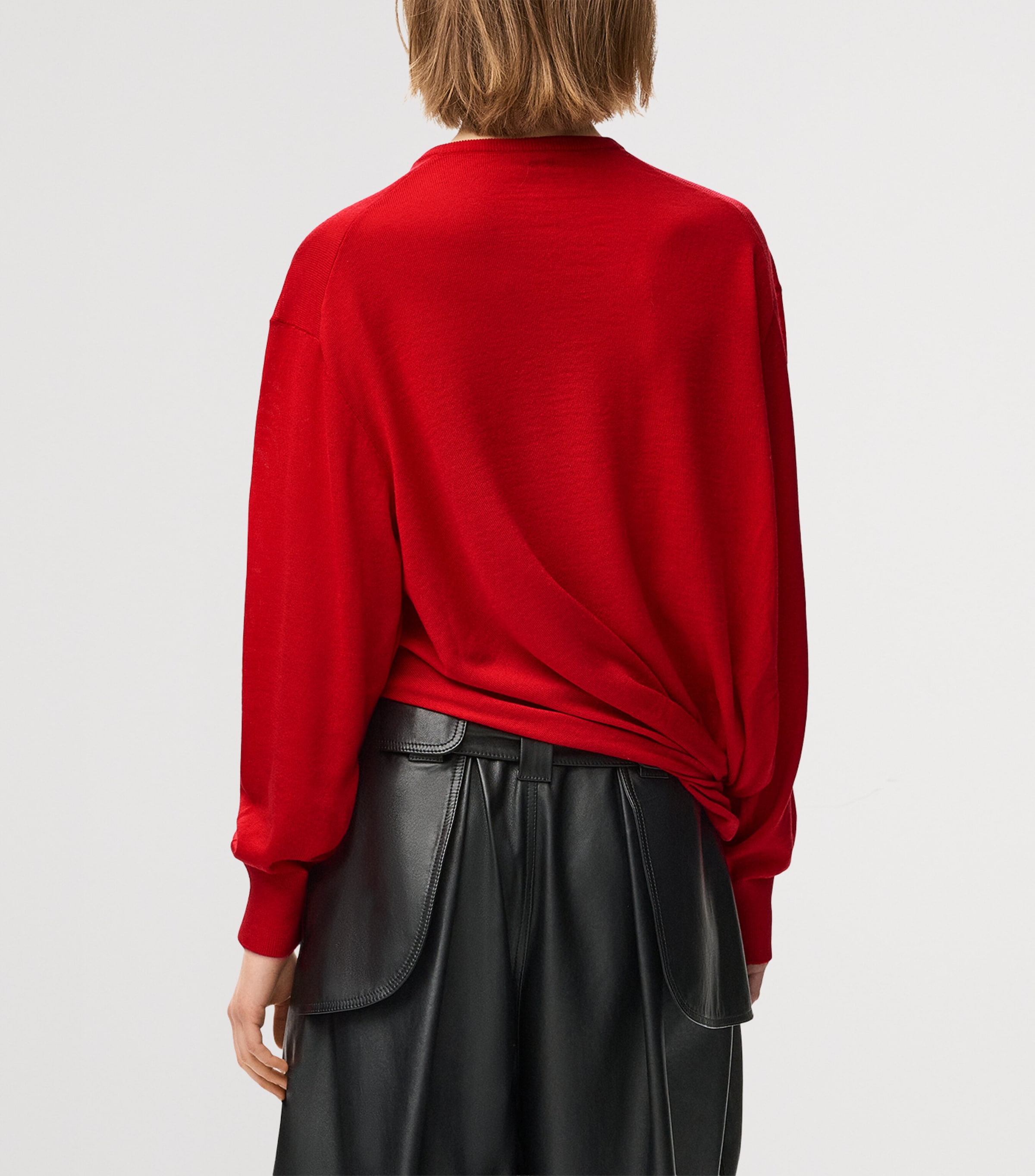 LOEWE Womens Wool-Blend V-Neck Sweater Red Image 4